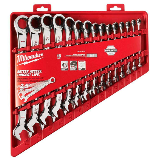 Milwaukee Electric Tools MLW48-22-9416 Ratcheting Combination Wrench Set - SAE