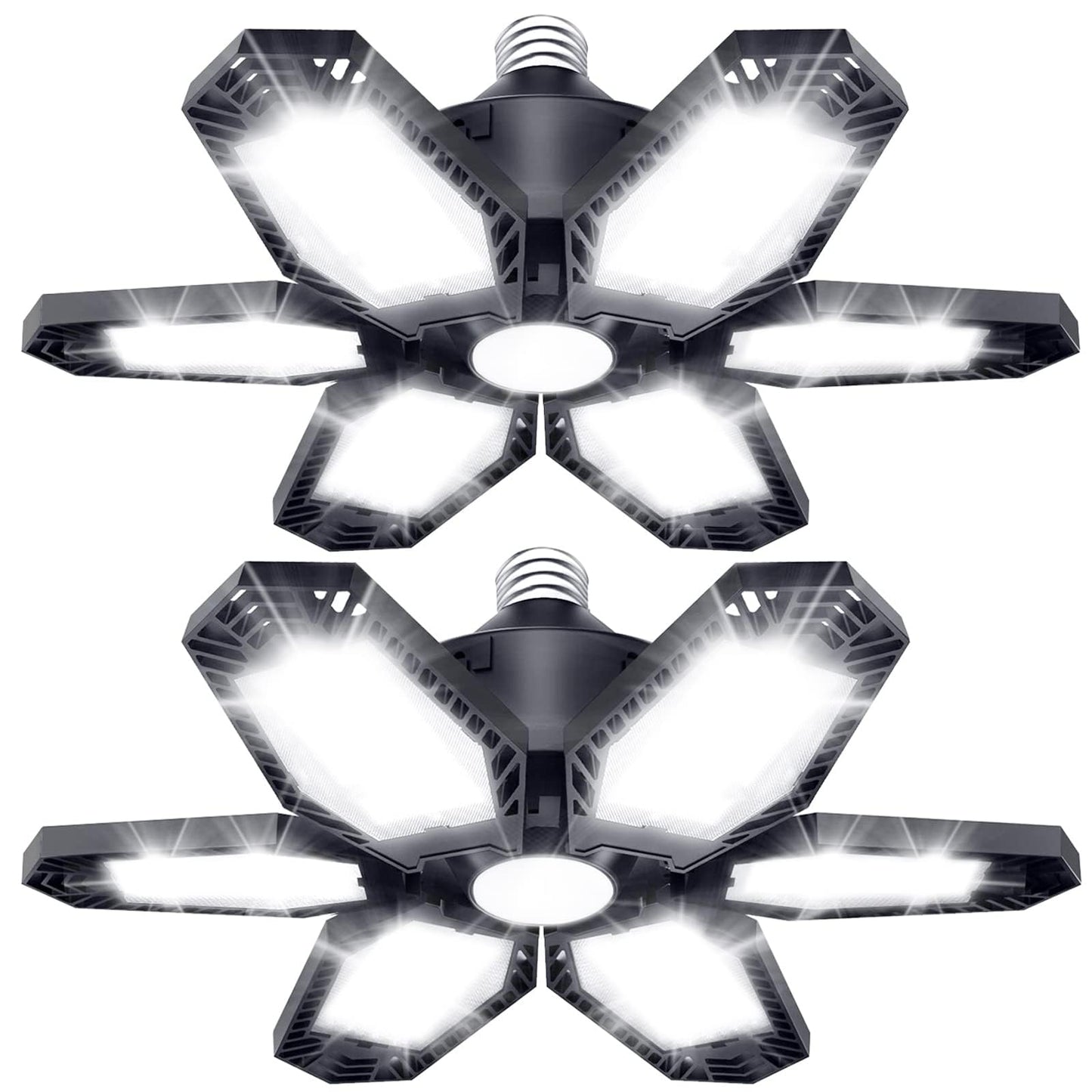 TANBABY 2 Pack 150W LED Garage Lights, 15000LM Deformable Ceiling Shop Lights, 6500K, 6+1 Adjustable Panels for Garage Basement