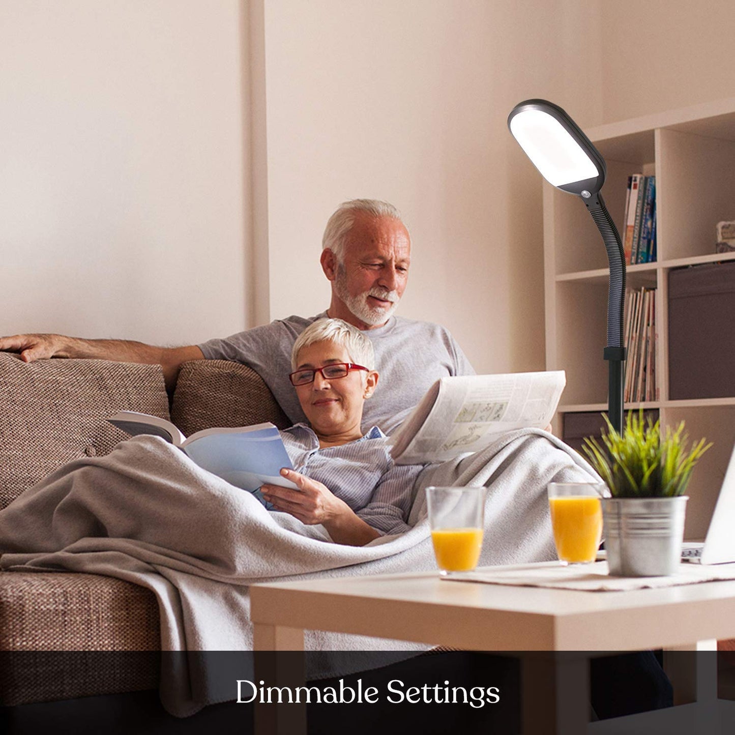 Brightech Litespan LED Floor Lamp - Adjustable Gooseneck Reading & Craft Light, Esthetician Lash Extension Lamp for Home & Office, Black