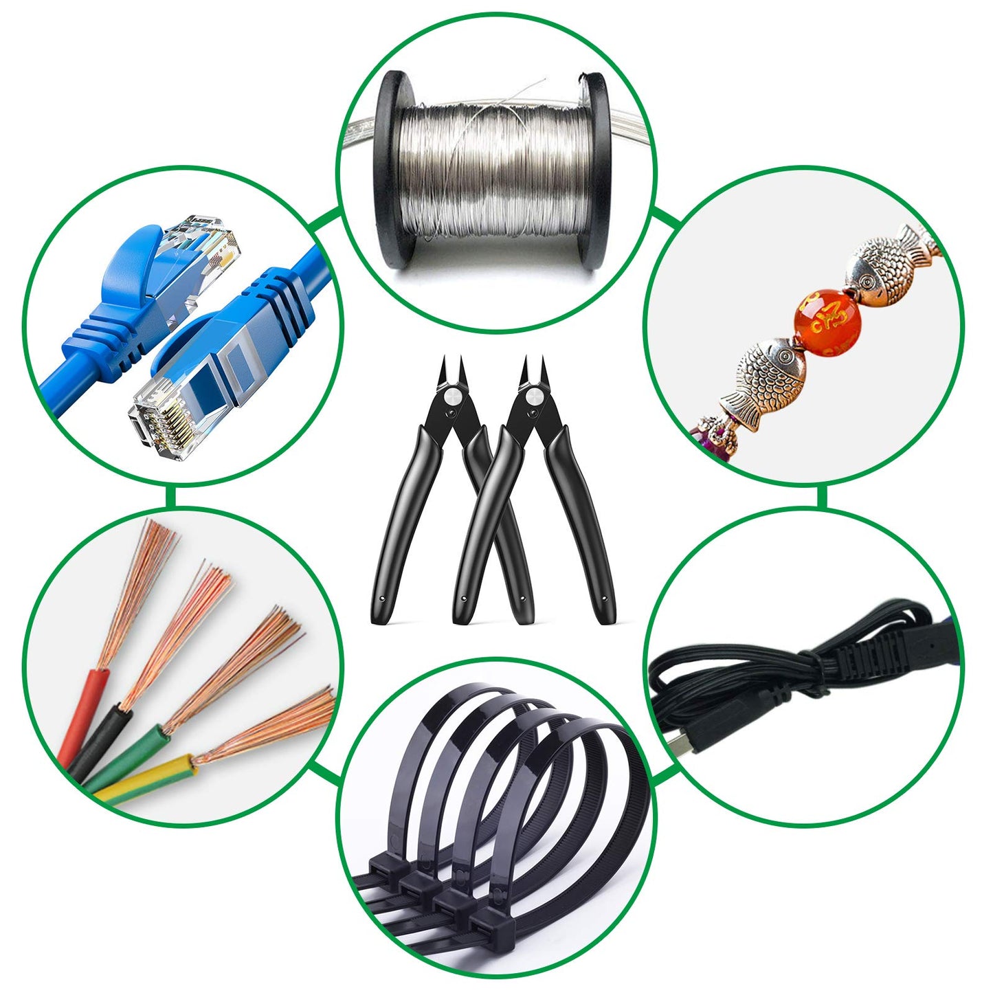 BOENFU 2-Pack Small Wire Cutters, 5" Flush Cut Nippers Side Cutting Pliers for Jewelry, Electronics, 3D Printing & Plastic Models