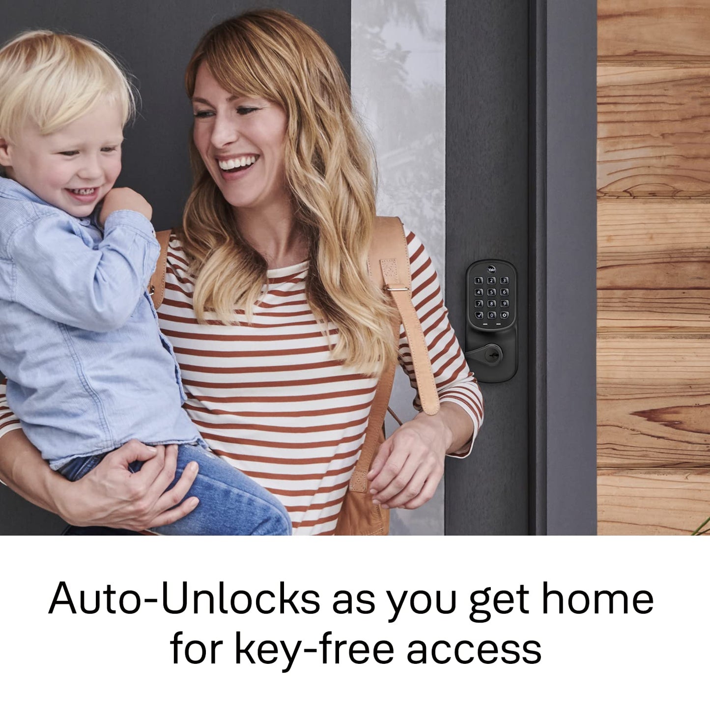 Yale Assure Lever Entry Door Handle with Wi-Fi Connected Physical Keypad, Black Suede Smart Door Lock with Handle, Back-Up Key, ‎YRL216-WF1-BSP