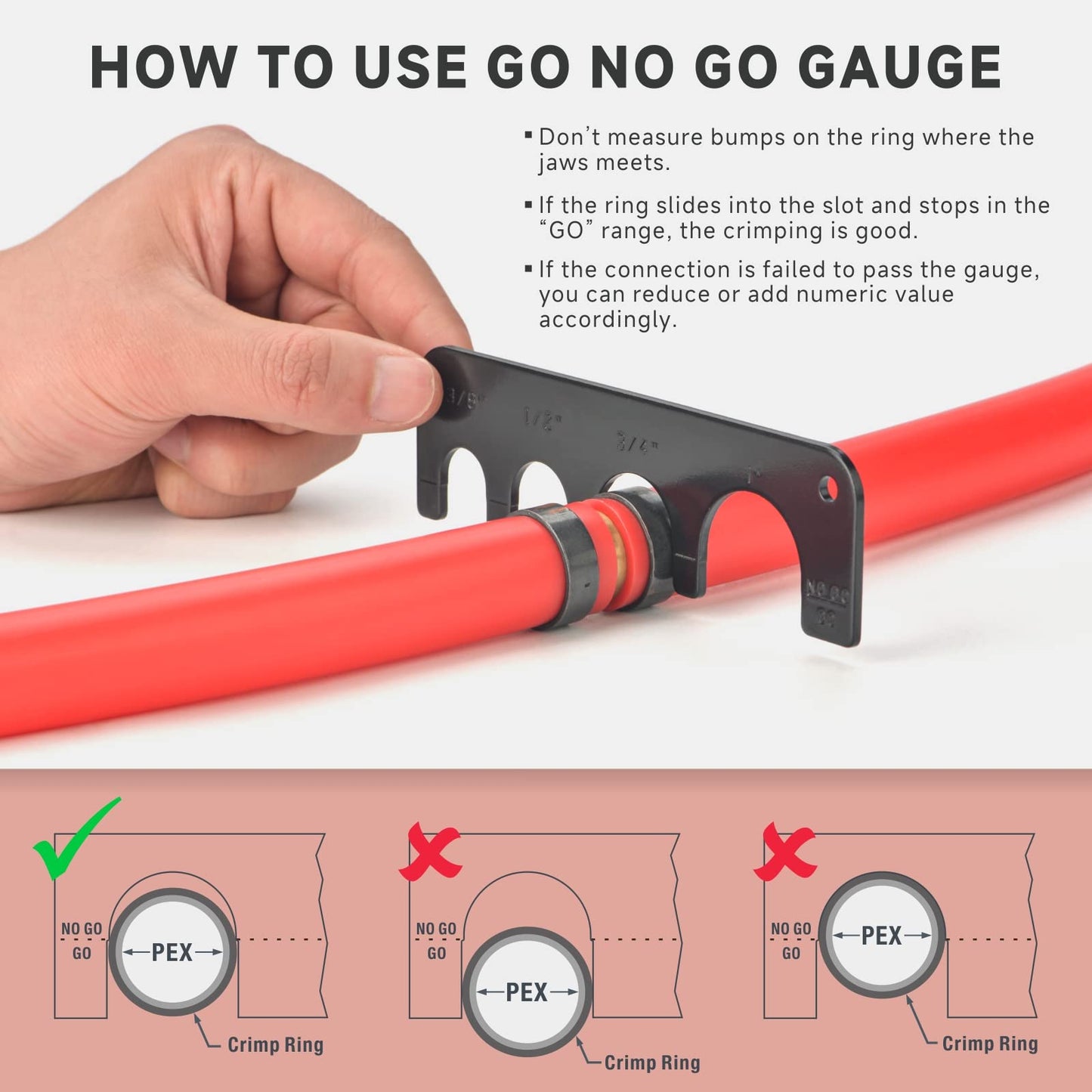 iCrimp Pex Pipe Crimping Tool kit for 3/8,1/2,3/4,1-inch Copper Ring with Free Gauge&Pex Pipe Cutter -Meet ASTM F1807 and Portable