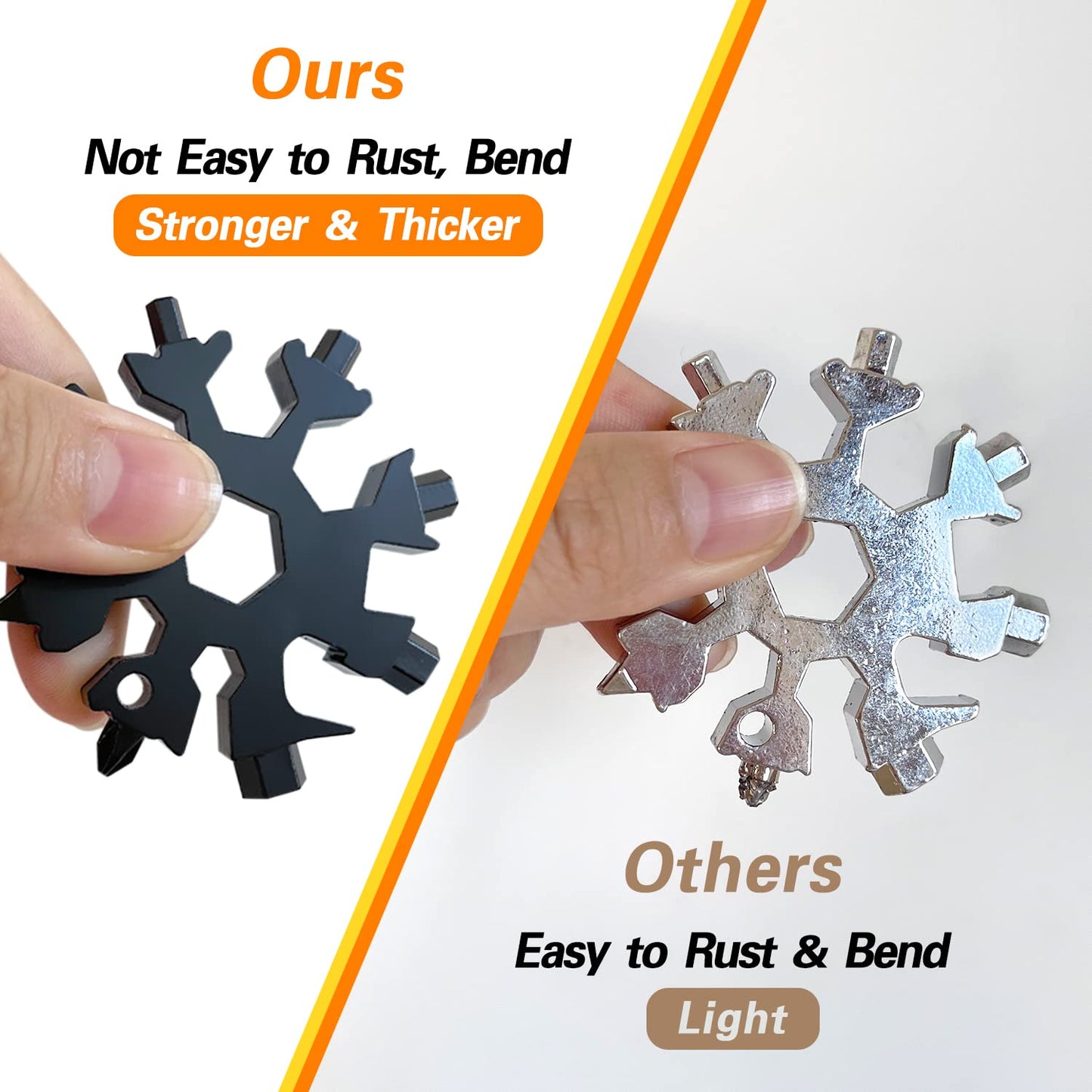 Snowflake 18-in-1 Multitool 2-Pack – Christmas Stocking Stuffers for Men, Dad, Husband, Gifts from Kids (Silver & Black)