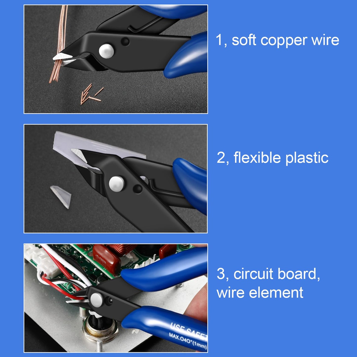 Flush Cutters, 2 PCS Micro Wire Cutters for Craft, Jewlery Making, Electronics, Plastic Models, Zip Tie Sprue Cutter