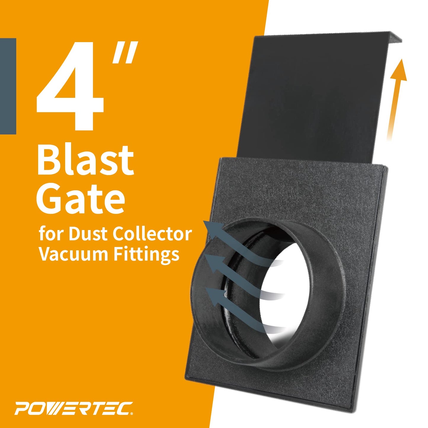 POWERTEC 70108-P6 4 Inch Blast Gate for Dust Collector, Dust Collection Fittings -6PK