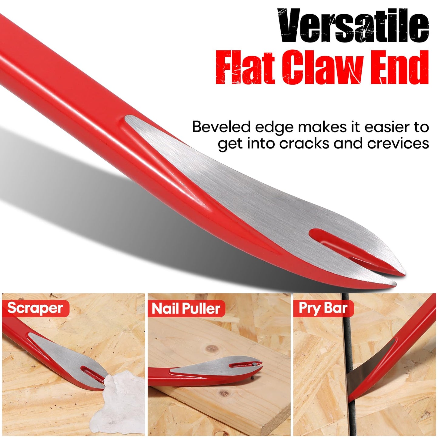 SHALL 3-Piece Nail Puller Set 12", 10", 8" – Heavy Duty Cats Paw, Claw & Wonder Bar, 40Cr Steel Crowbar for Home, Woodworking & Remodel