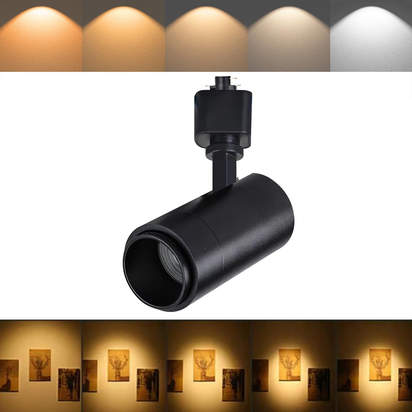 Ajbvp 5-Color LED Track Light Heads 12W Dimmable, Adjustable Beam 15°–60°, Multi-Color Temp 2700K–5000K, Ceiling & Art Lighting