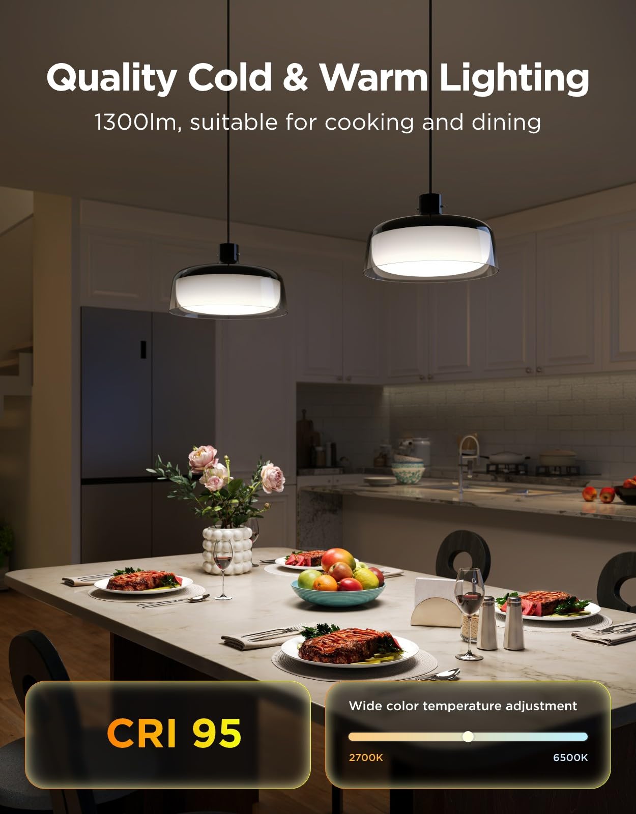 Govee RGBIC Pendant Light for Kitchen Island, Smart Dimmable Hanging Fixture, 1300LM, 2700K-6500K, Alexa & Matter Compatible