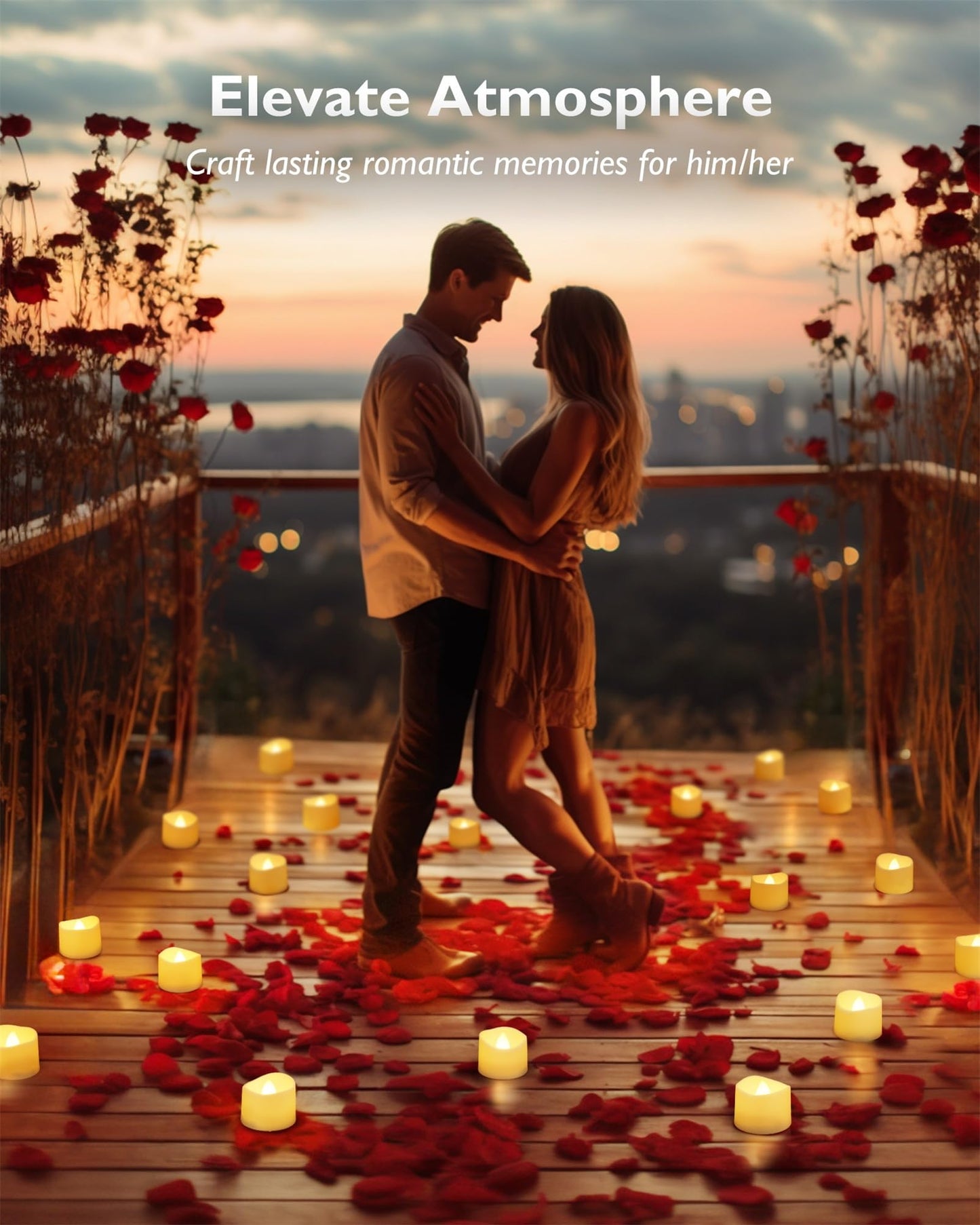 Homemory 12-Pack Flickering Flameless LED Tea Light Candles, Battery Operated, 200+ Hours, Votive & Table Decor for Weddings & Holidays