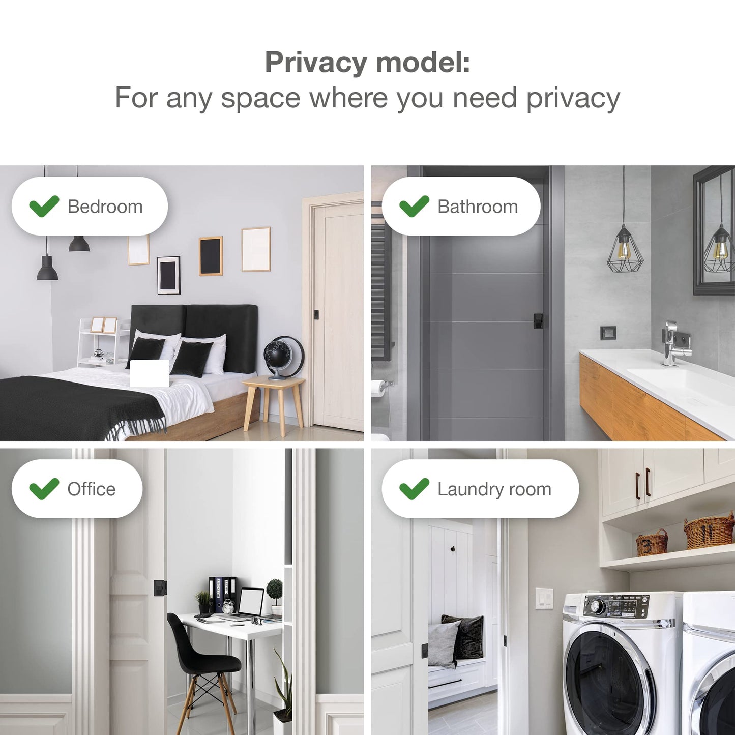 Richelieu Hardware 1701FBPSBC Onward Rectangular Pocket Door Pull with Privacy Lock, 3-1/4 in (82 mm), Black