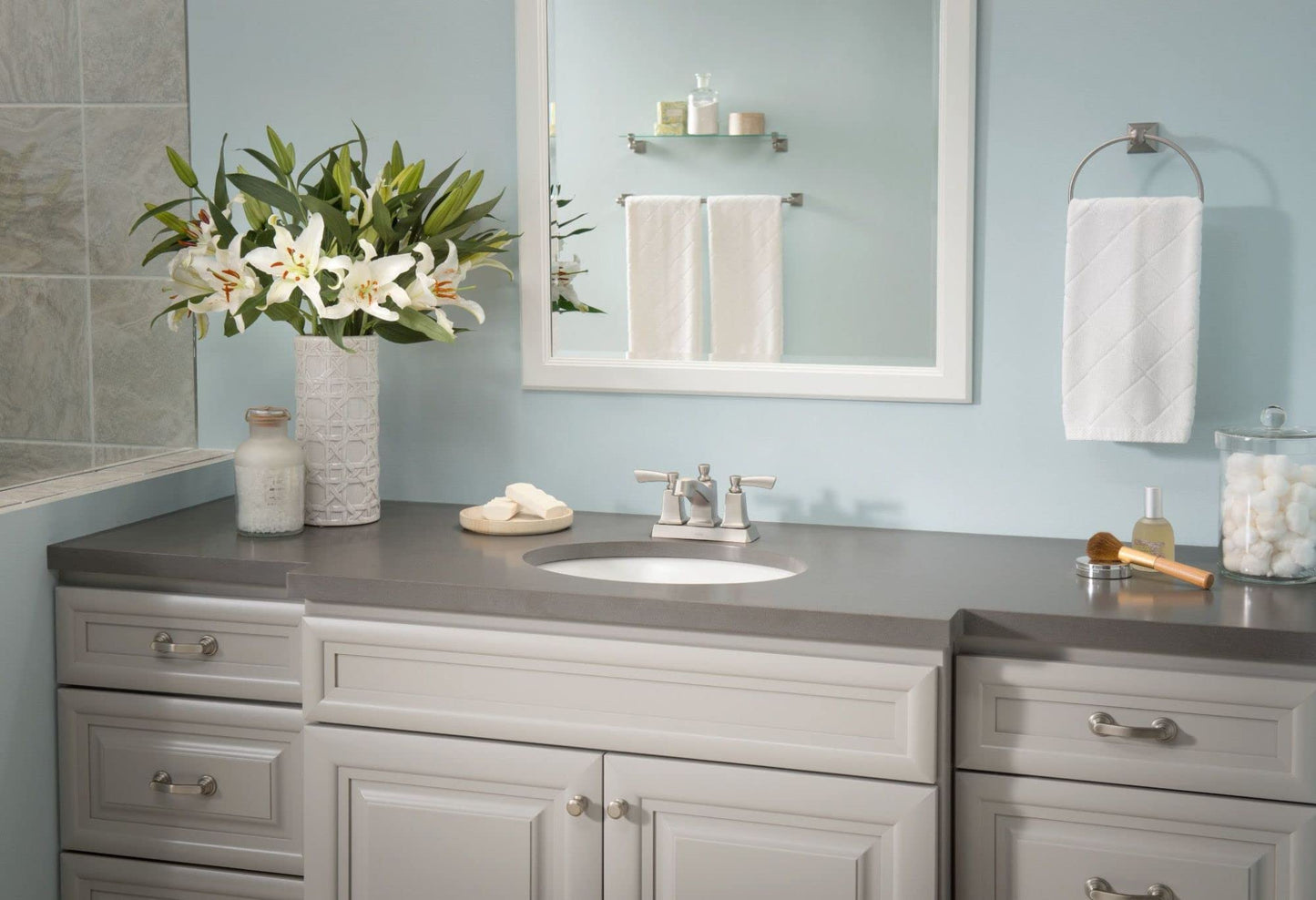 Moen Retreat Collection Brushed Nickel Bathroom Hand Towel Ring with Wall Mount Hardware, DN8386BN