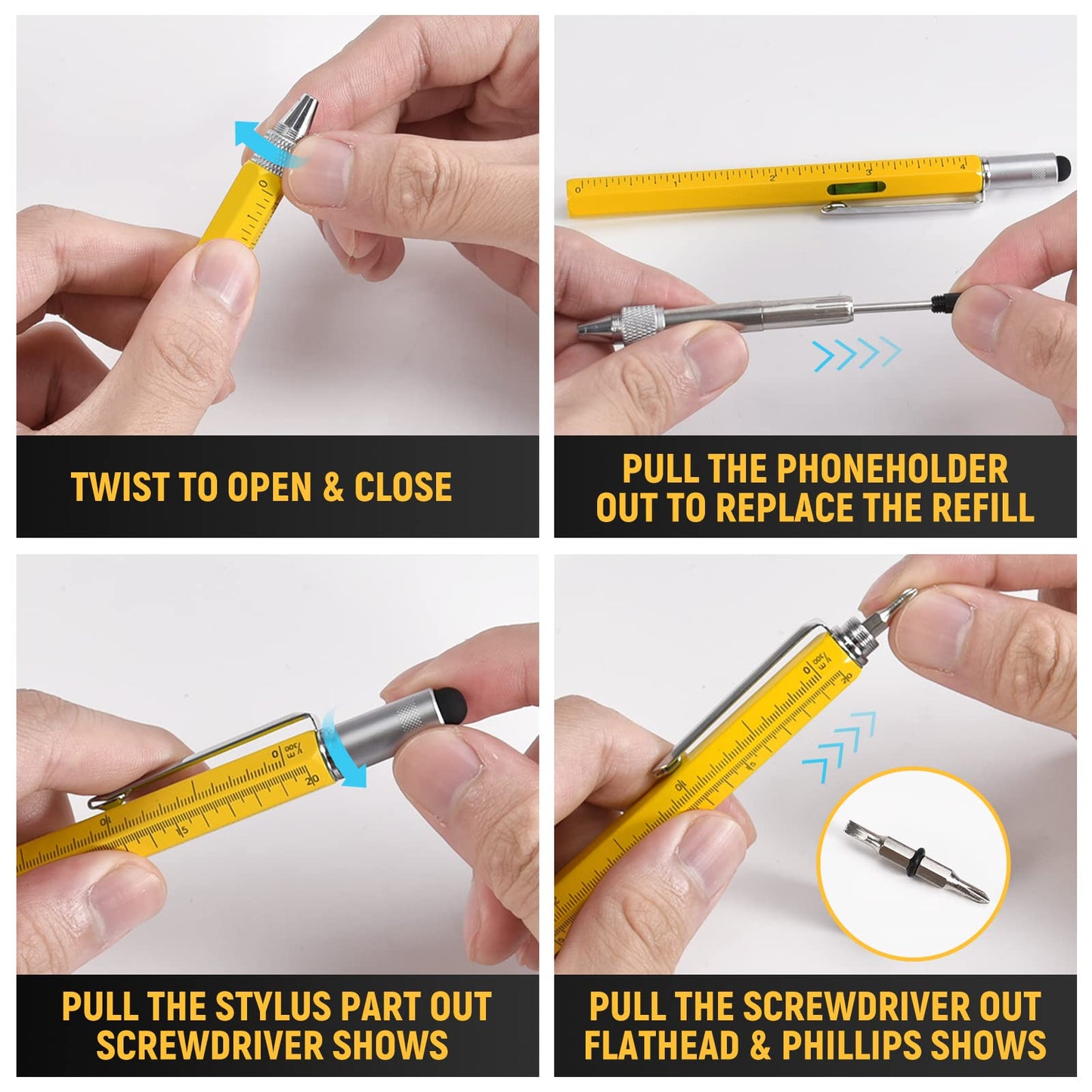 BIIB 6-in-1 Multitool Pen for Men – Unique Birthday, Dad, Husband, Boyfriend Gift, Cool Gadget for Him Who Has Everything
