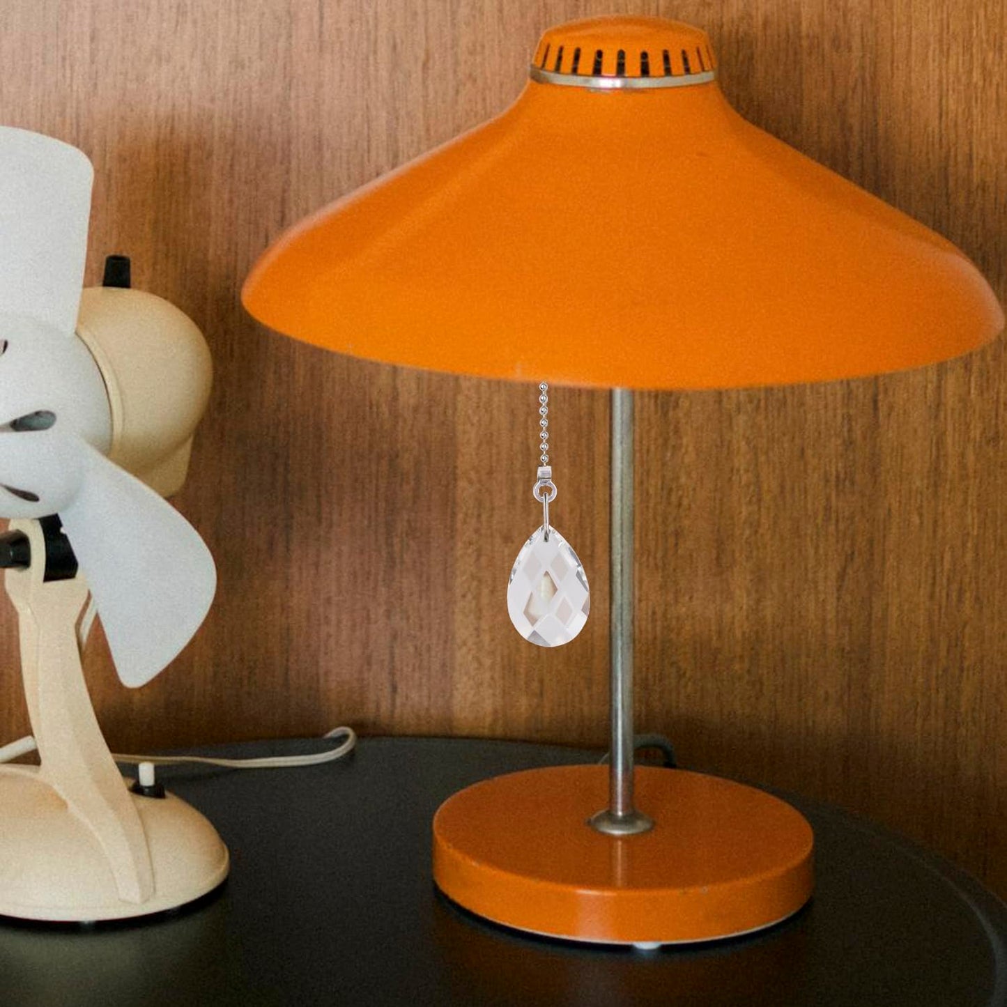 Aceple 2PCS Crystal Ceiling Fan Pull Chain Extender, 20-Inch Clear Beaded Ball Chain with Connector for Light & Fan