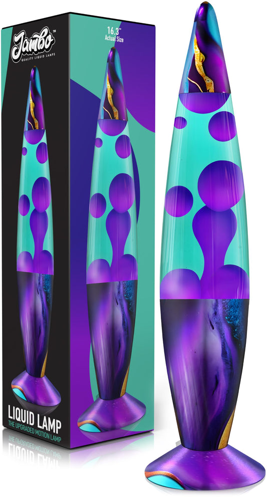 JAMBO 16” Magma Motion Lamp, Teal with Purple Wax – Relaxing Retro Liquid Night Light for Bedroom, Living Room & Office