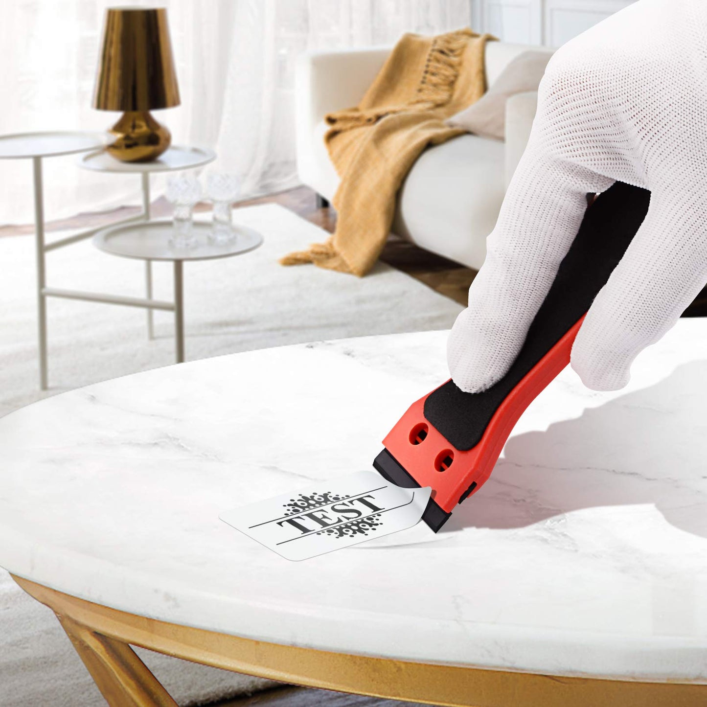 EHDIS 2pcs 6" Plastic Razor Scraper with 100 Double-Edge Blades – Adhesive, Vinyl, Window Tint & Sticker Glue Remover (Red)