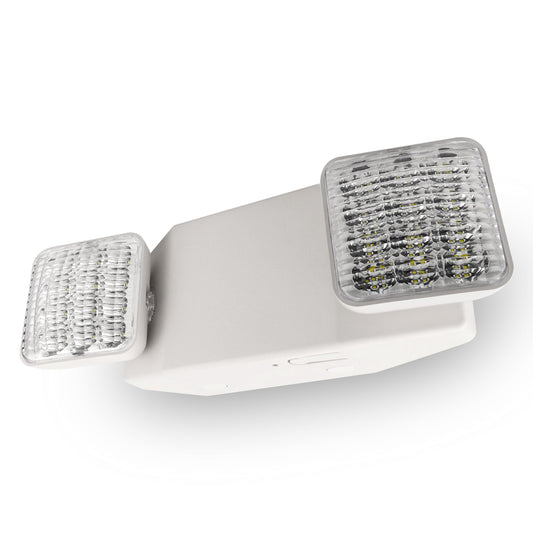 LFI Lights® LED Emergency Light with Battery Backup, UL 924, Adjustable Square Heads, White, Commercial Indoor Lighting, EL2WBB