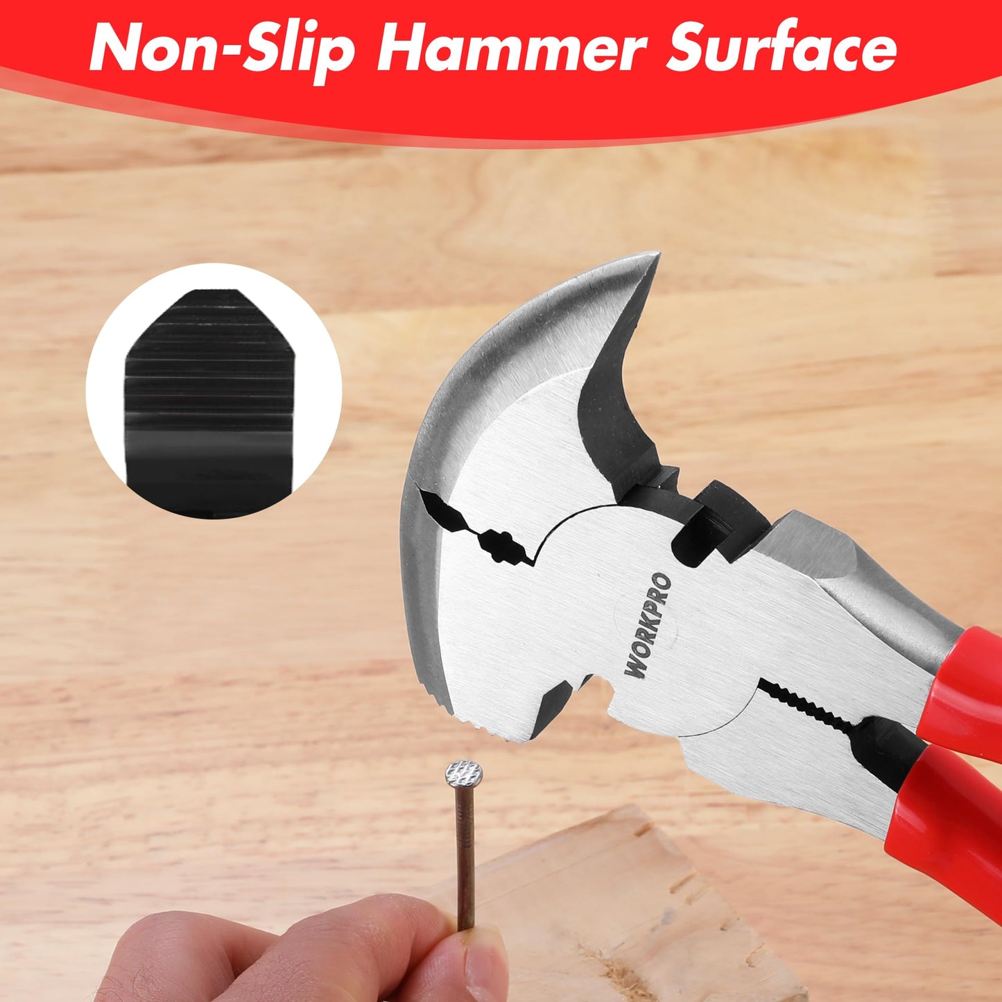 WORKPRO 10" Heavy Duty Fencing Pliers – Multi-Tool for Barbed Wire, Nail & Staple Pulling, Wire Cutting, Hammer Head