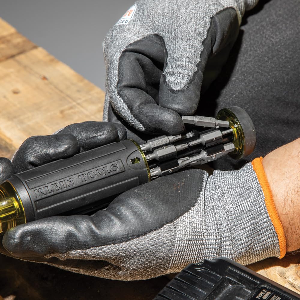 Klein Tools 32307 Multi-bit Tamperproof Screwdriver, 27-in-1 Tool with Torx, Hex, Torq and Spanner Bits with 1/4-Inch Nut Driver