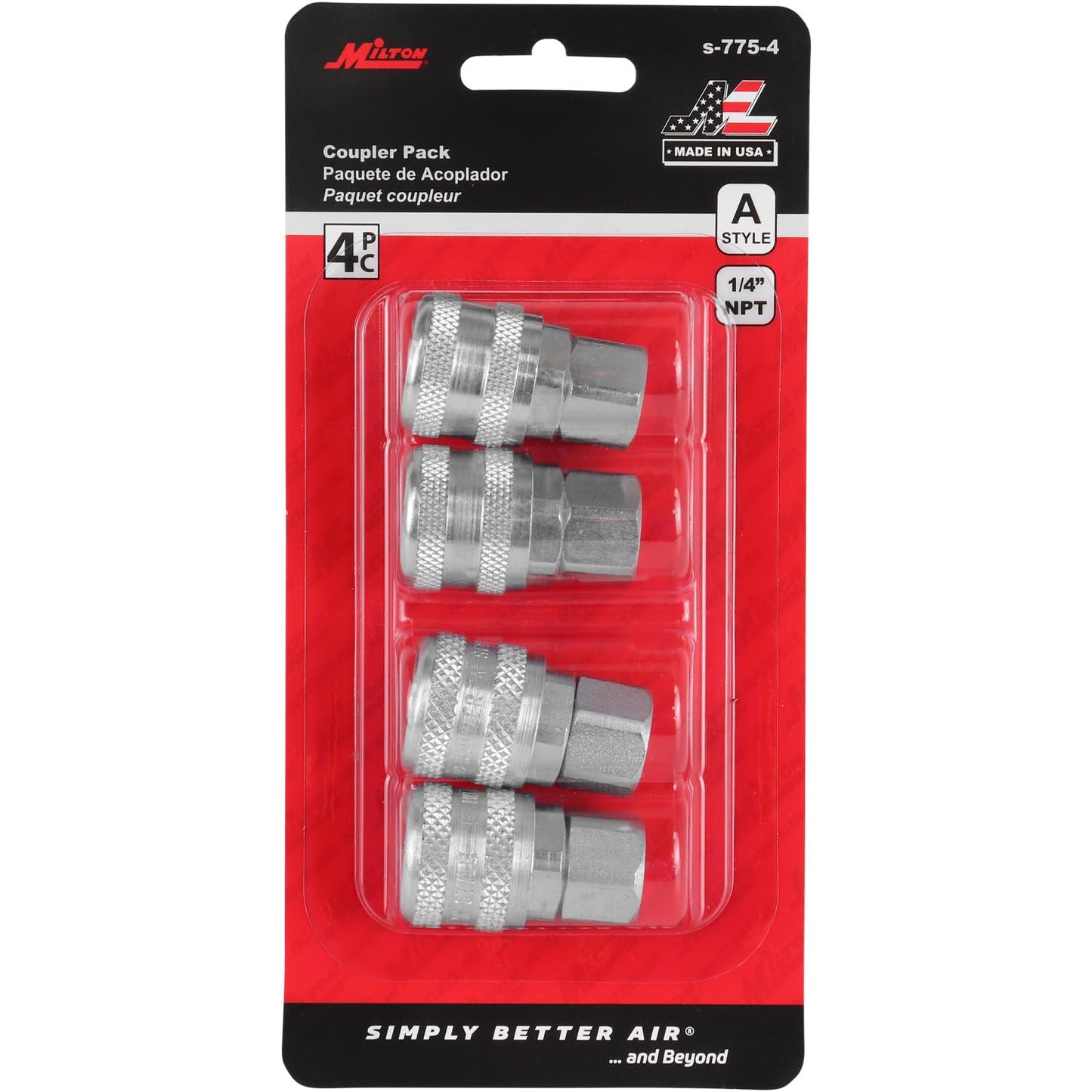 Milton S-775-4 1/4" FNPT A Style Coupler - Pack of 4