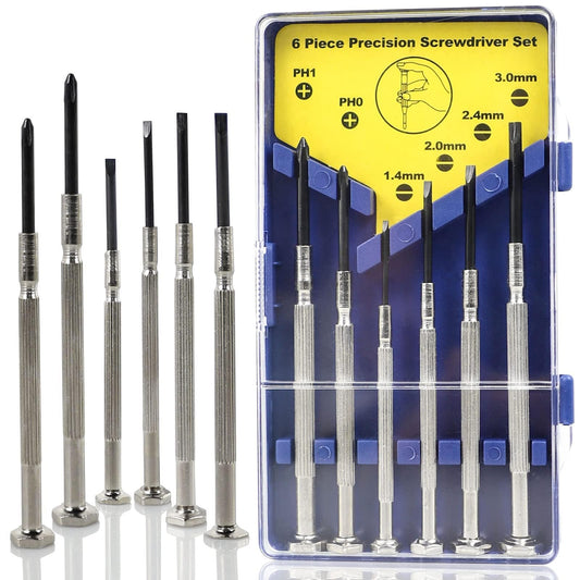 6-Piece Precision Screwdriver Set, Mini Flat & Phillips Screwdrivers for Eyeglasses, Watches & Electronic Repair