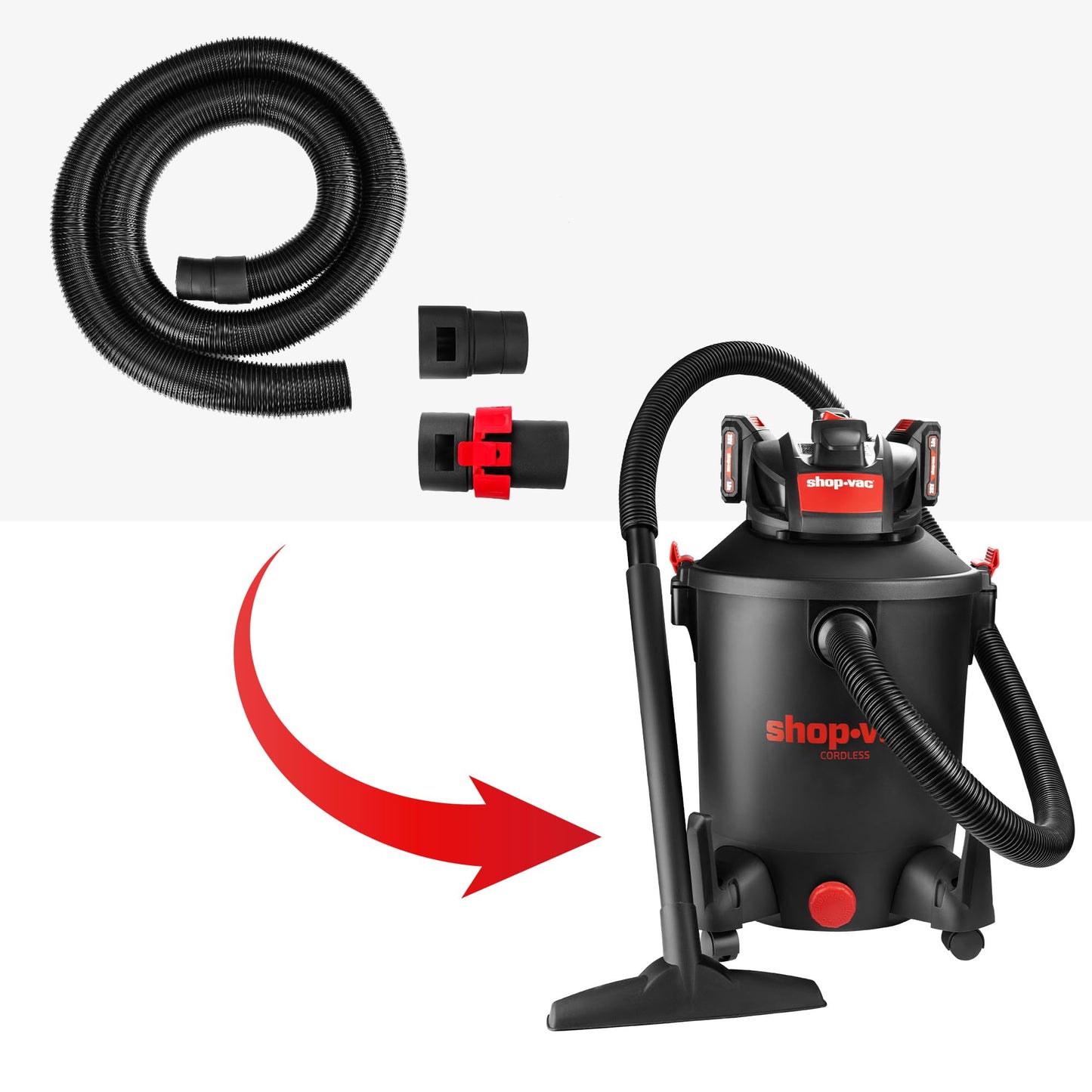 Shop-Vac 8' X 2-1/2" Universal Hose Black, Replacement Hose Compatible with Rigid, Dewalt, Husky, Craftsman, Bauer, Masterforce Vacuum Cleaners