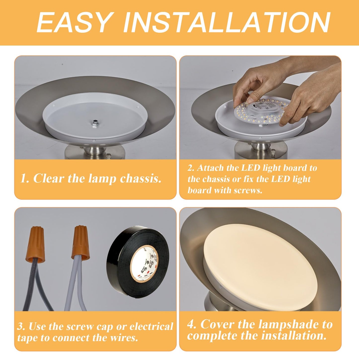 SHENGQINGTOP 5.12" LED Ceiling Fan Light Retrofit Kit, 24W 2200LM, 5CCT 3000K-6000K, Dimmable, CRI80, 120V Replacement PCB