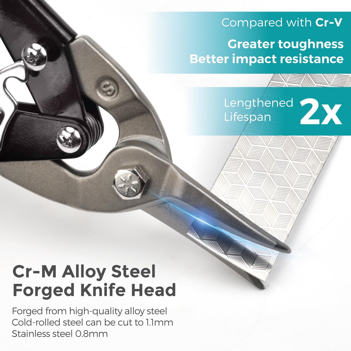 ANGELSWORD 3 PC Cr-M Aviation Tin Snips Set, 10 Inch Aviation Tin Snips, Cr-M Aviation Snips for Cutting Metal Sheet, Heavy Duty Sheet