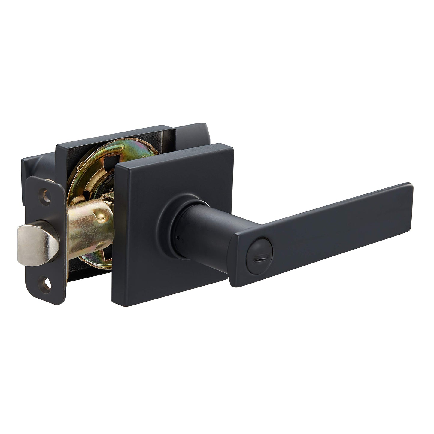 Amazon Basics Contemporary Stamford Door Lever - Privacy- Matte Black, 1-Pack