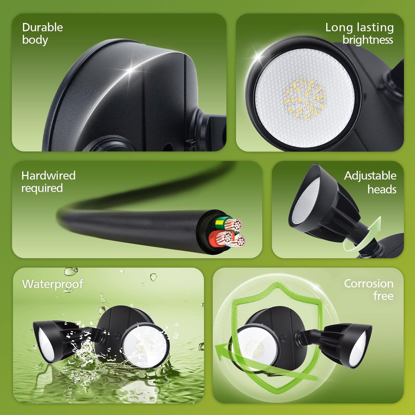 Philips 44W LED Security Flood Light, 3500LM Outdoor Light, 5000K Daylight, Switch Controlled, Dual Adjustable Heads, Aluminum, Wet Rated