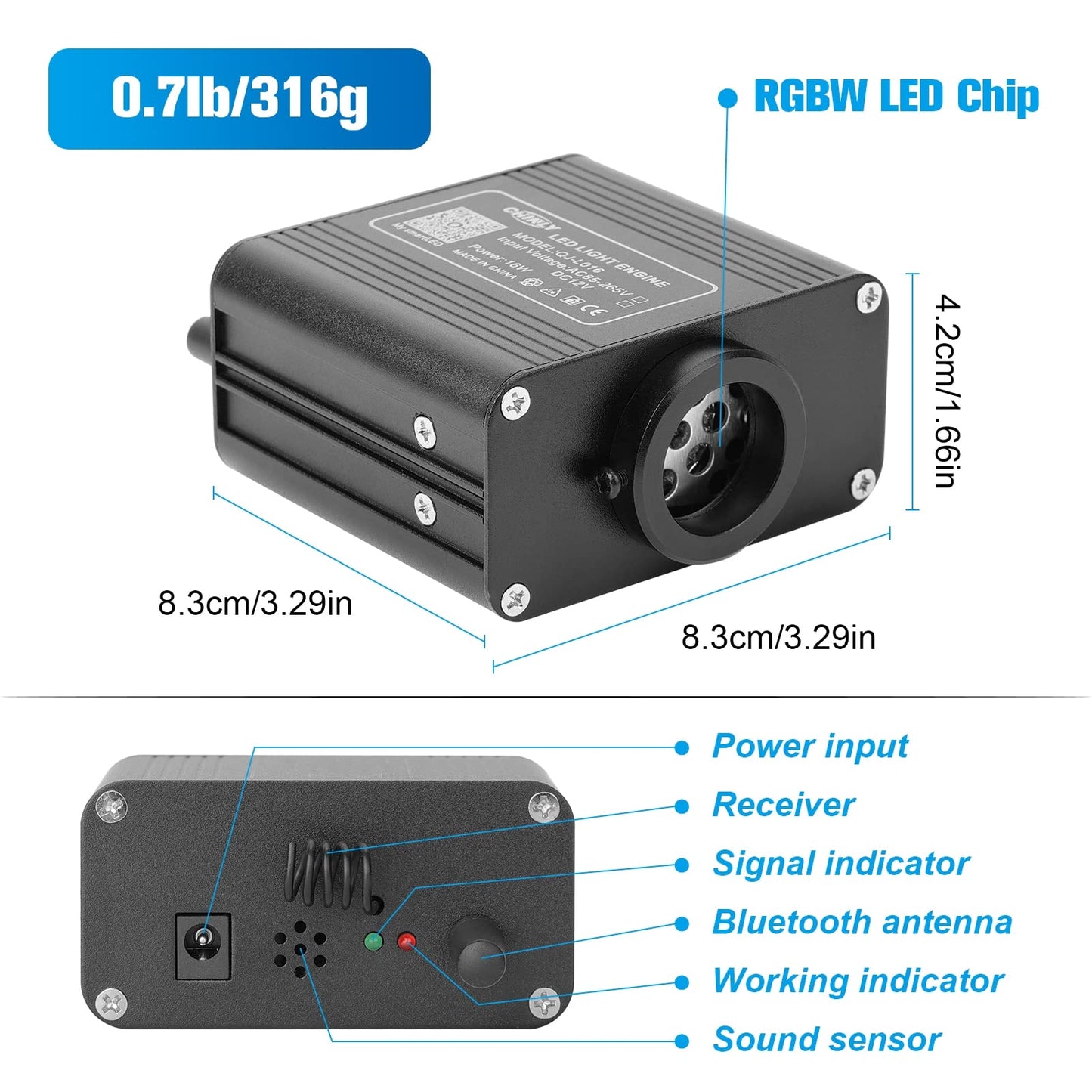 CHINLY 650pcs Fiber Optic Star Lights, 13.1ft RGBW Starlight Headliner Kit with Music Mode, Bluetooth APP & Remote Control