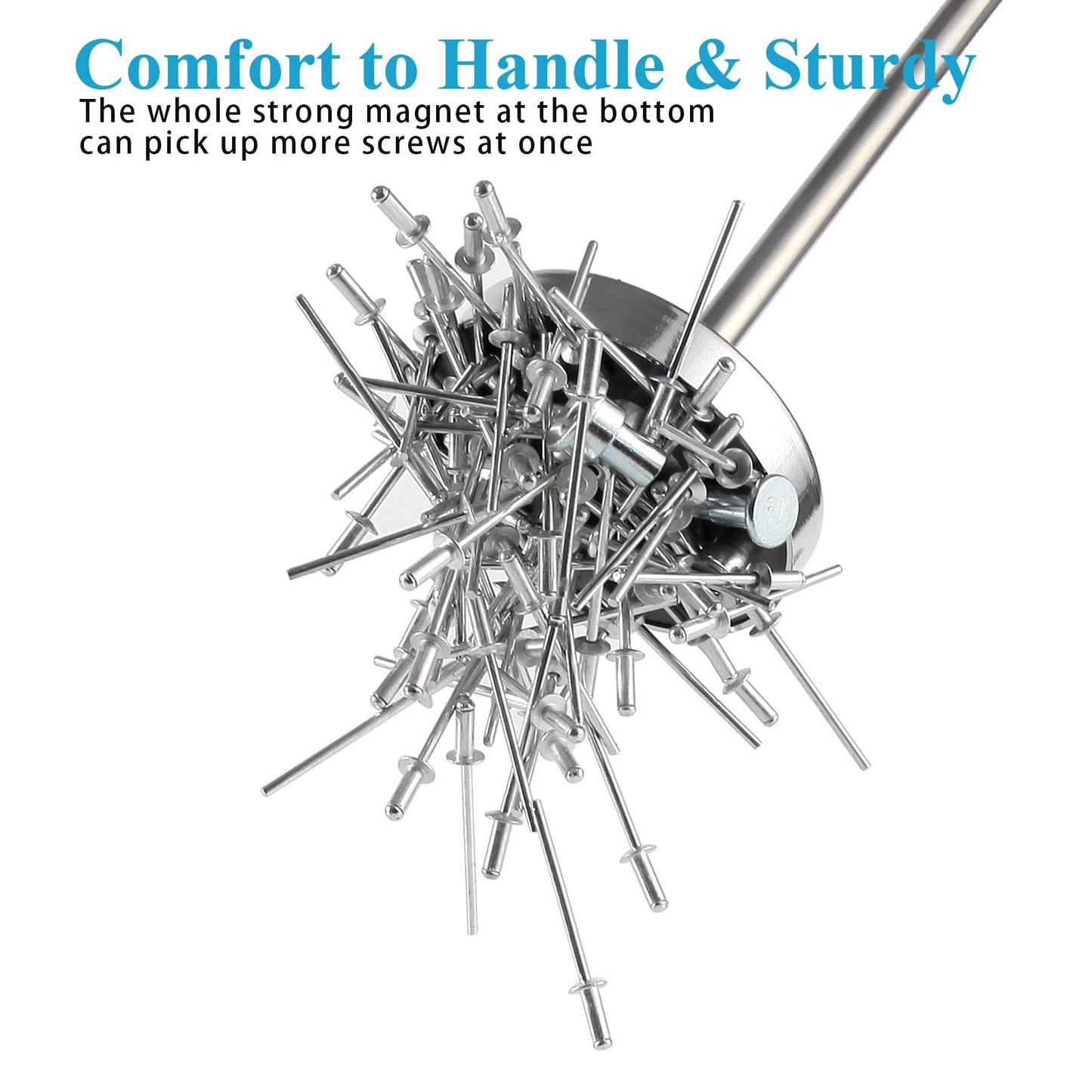 Rechabite Telescoping Magnetic Sweeper Pickup Tool, 35LB Pull Capacity, Retractable 8.6"–33", Strong Magnet for Nails, Screws & Metal Parts