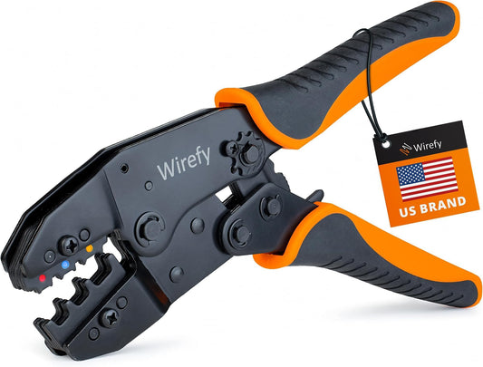 Wirefy Ratcheting Wire Crimping Tool for Insulated Connectors 22-10 AWG | Electrical Crimp Pliers for Robust Terminal Connections