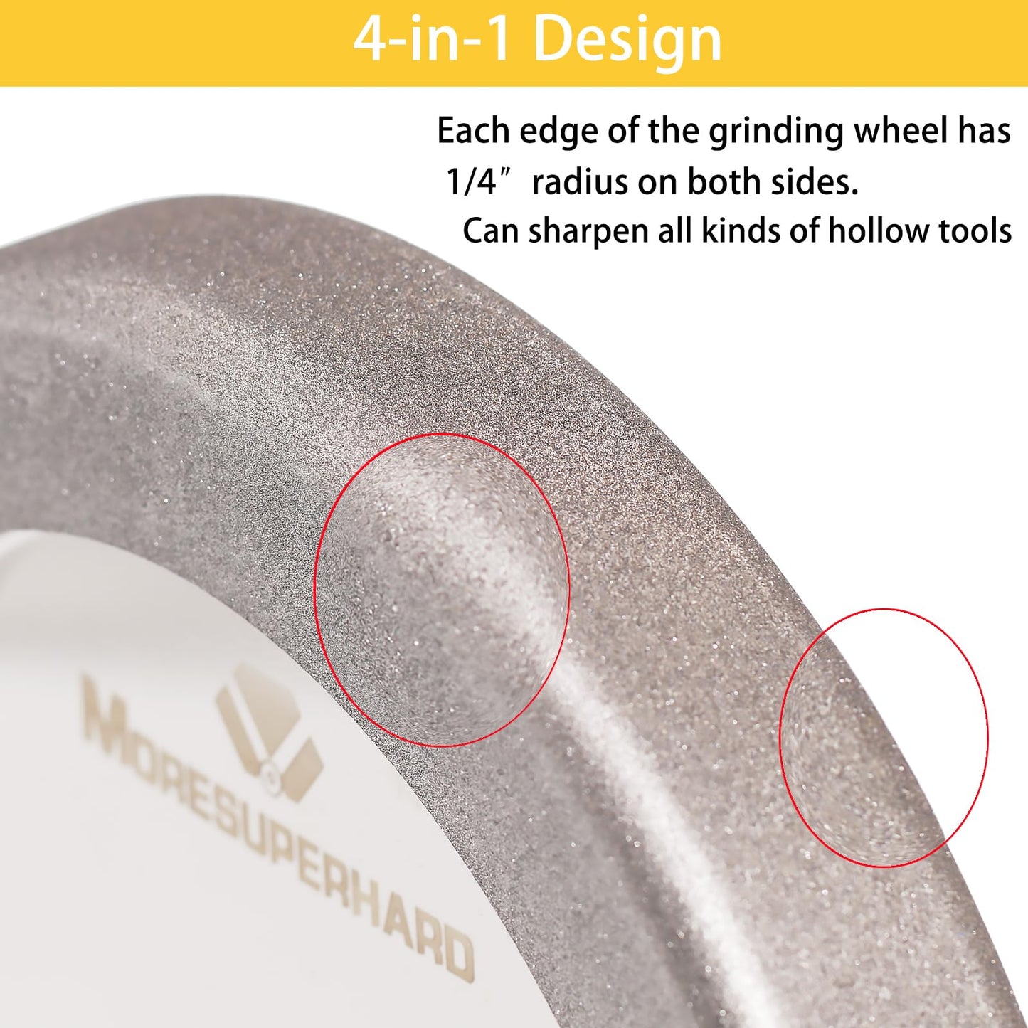 MORESUPERHARD 4 in 1 CBN Grinding Wheel 8 inch 180 Grit,1.25" Wide,5/8" Arbor for Sharpening High Speed Steel Tools Woodturning Tools(180 Grit)