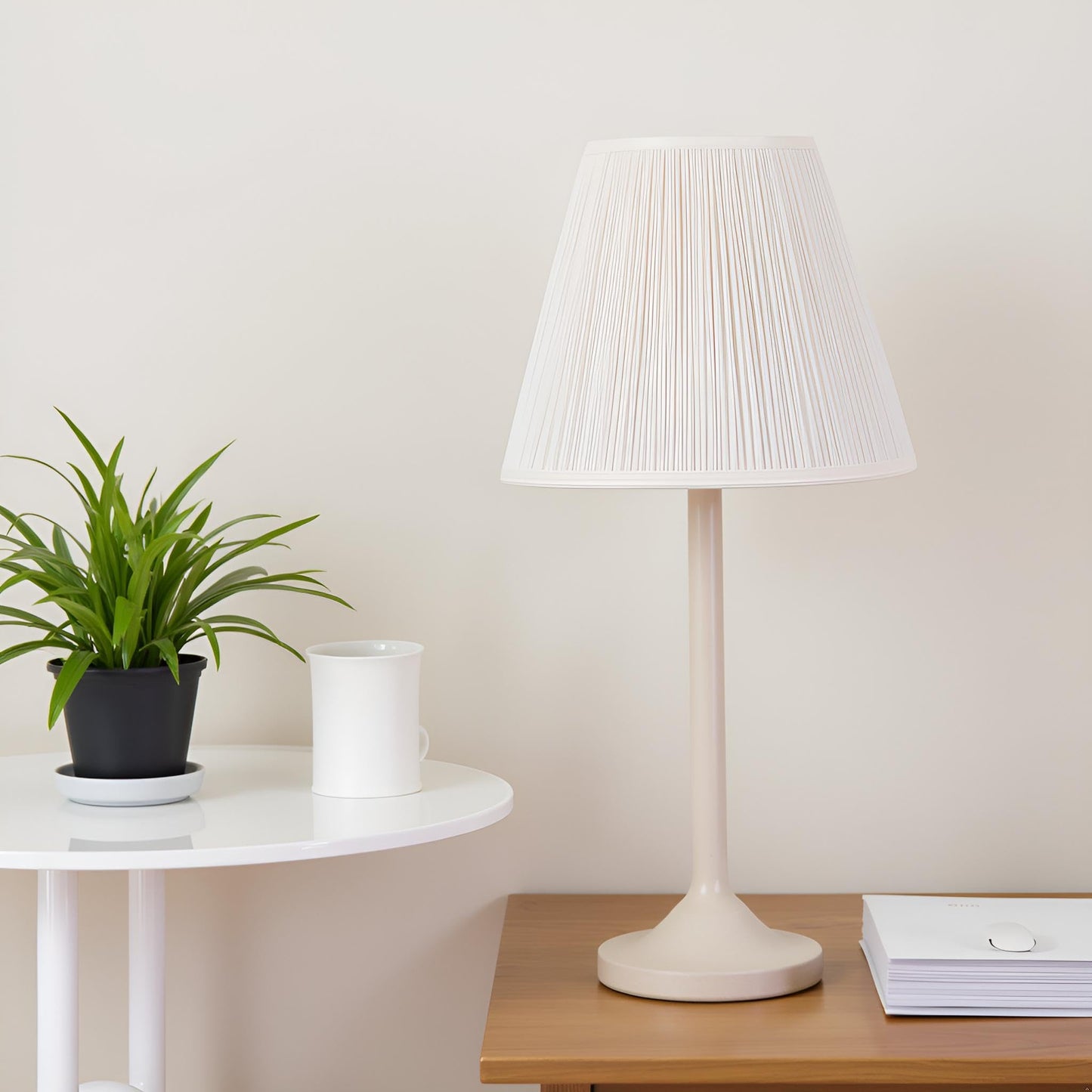 Aspen Creative 33055, Hardback Empire Transitional Spider Lamp Shade, Mushroom Pleated Pleated White, 7" Top x 13" Bottom x 10" Slant