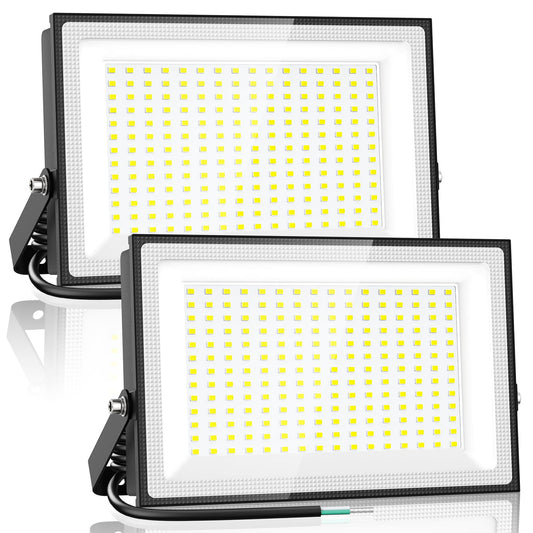 Onforu 200W LED Flood Lights Outdoor, 18000LM Security Light, IP66 Waterproof, 6500K Daylight, Garage Yard Garden (2 Pack)