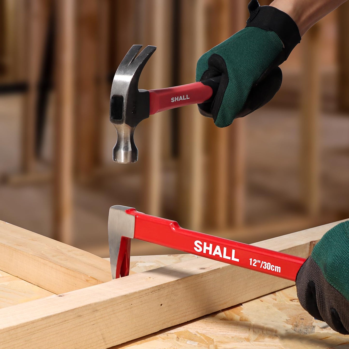 SHALL 3-Piece Nail Puller Set 12", 10", 8" – Heavy Duty Cats Paw, Claw & Wonder Bar, 40Cr Steel Crowbar for Home, Woodworking & Remodel