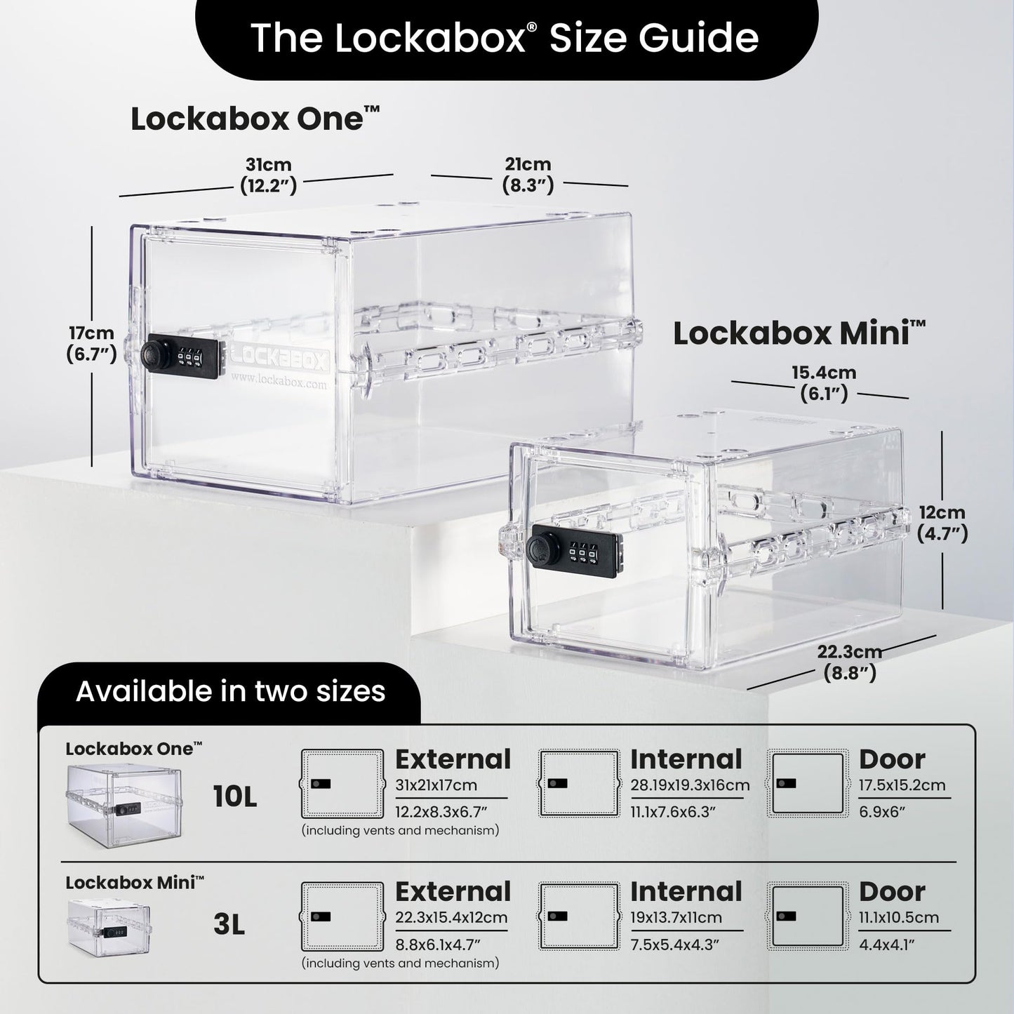 Lockabox One™ | Premium Lock Box | Medium Combination Lock Box For Food, Medicine & Home Safety | External Size 12 x 8 x 6.6 inches (Crystal)