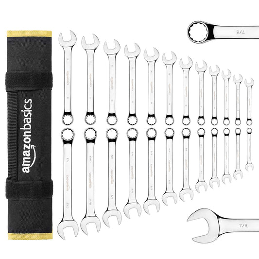 Amazon Basics Combination Metric and SAE Wrench Sets, Set of 24