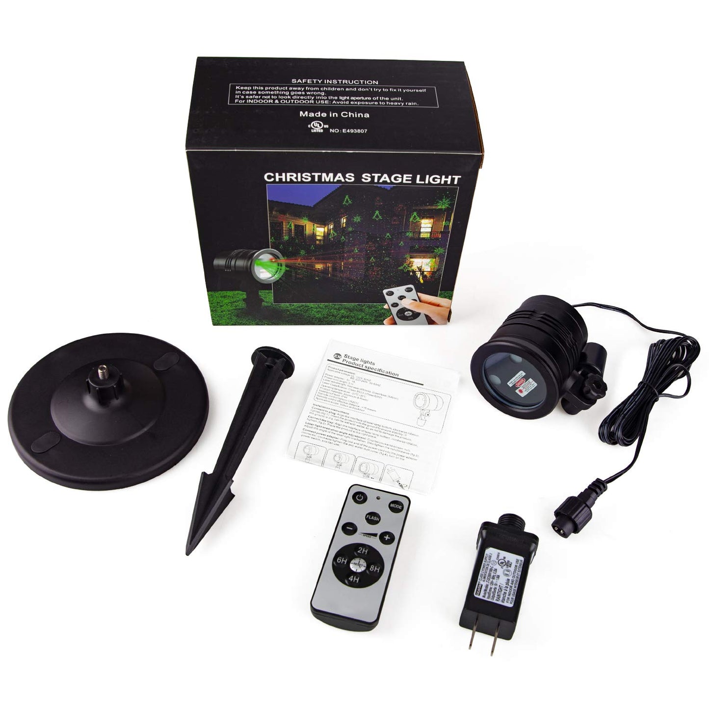 Christmas Laser Lights Outdoor Waterproof LED Star Projector, Red & Green, Wireless Remote for Home, Yard, Garden, Patio, Indoor Decor