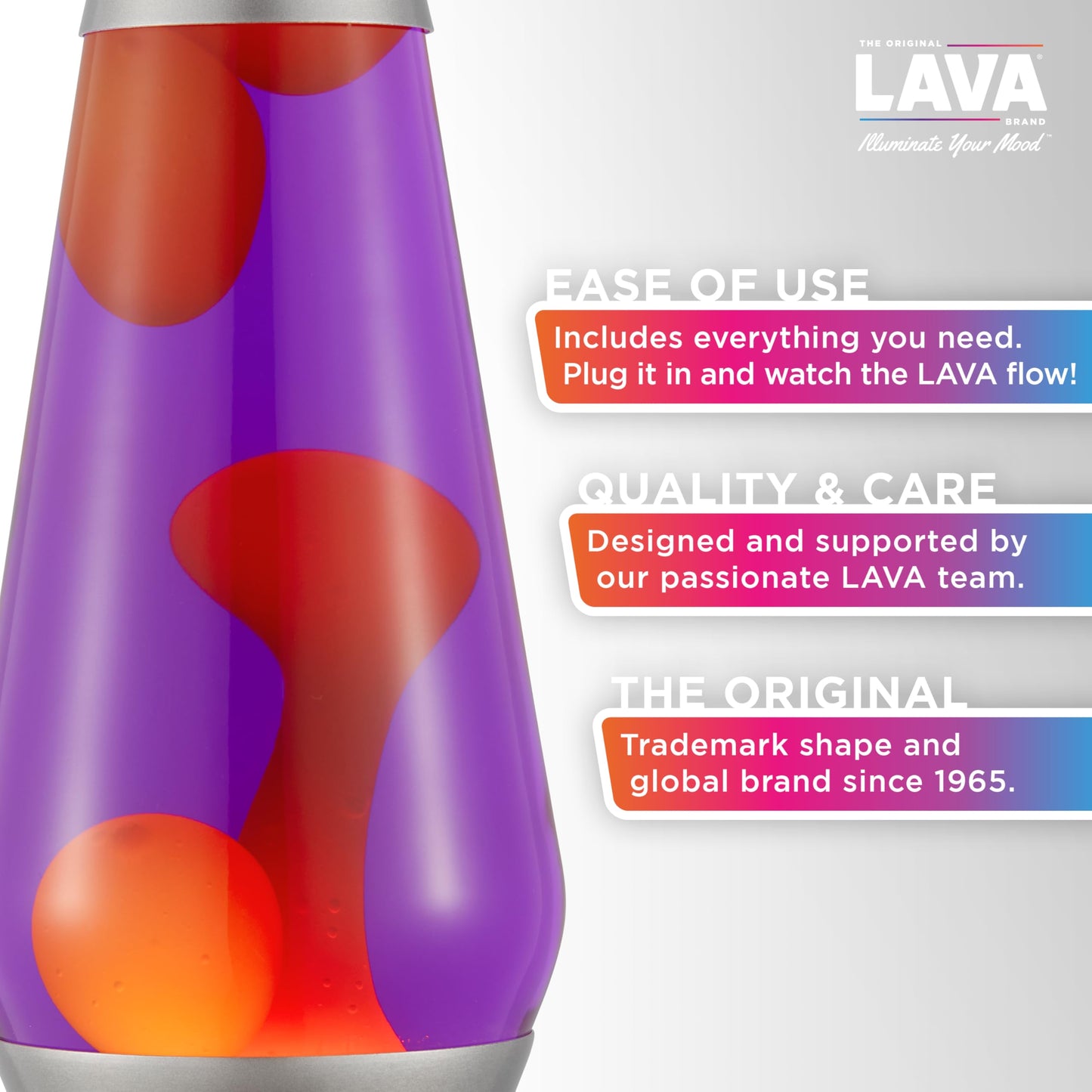 The Original Lava® Lamp 16.3" Large 52oz – Vivid Twilight Classic Liquid Motion Lamp with Orange Lava & Purple Liquid (Amazon Exclusive)
