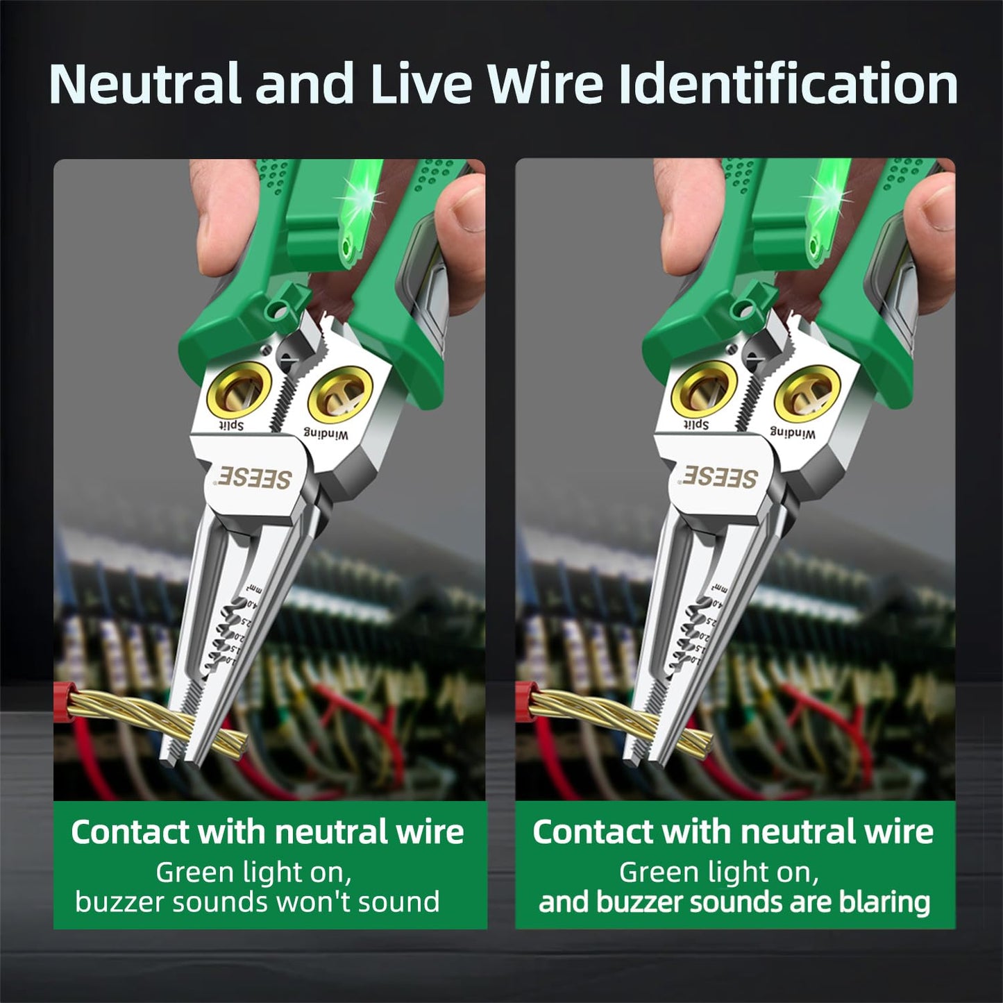 SEESE 8-in-1 Wire Stripper Pliers – Multi-Function Electrician Tool for Stripping, Cutting, Crimping, Circuit Repair & Outlet Installation