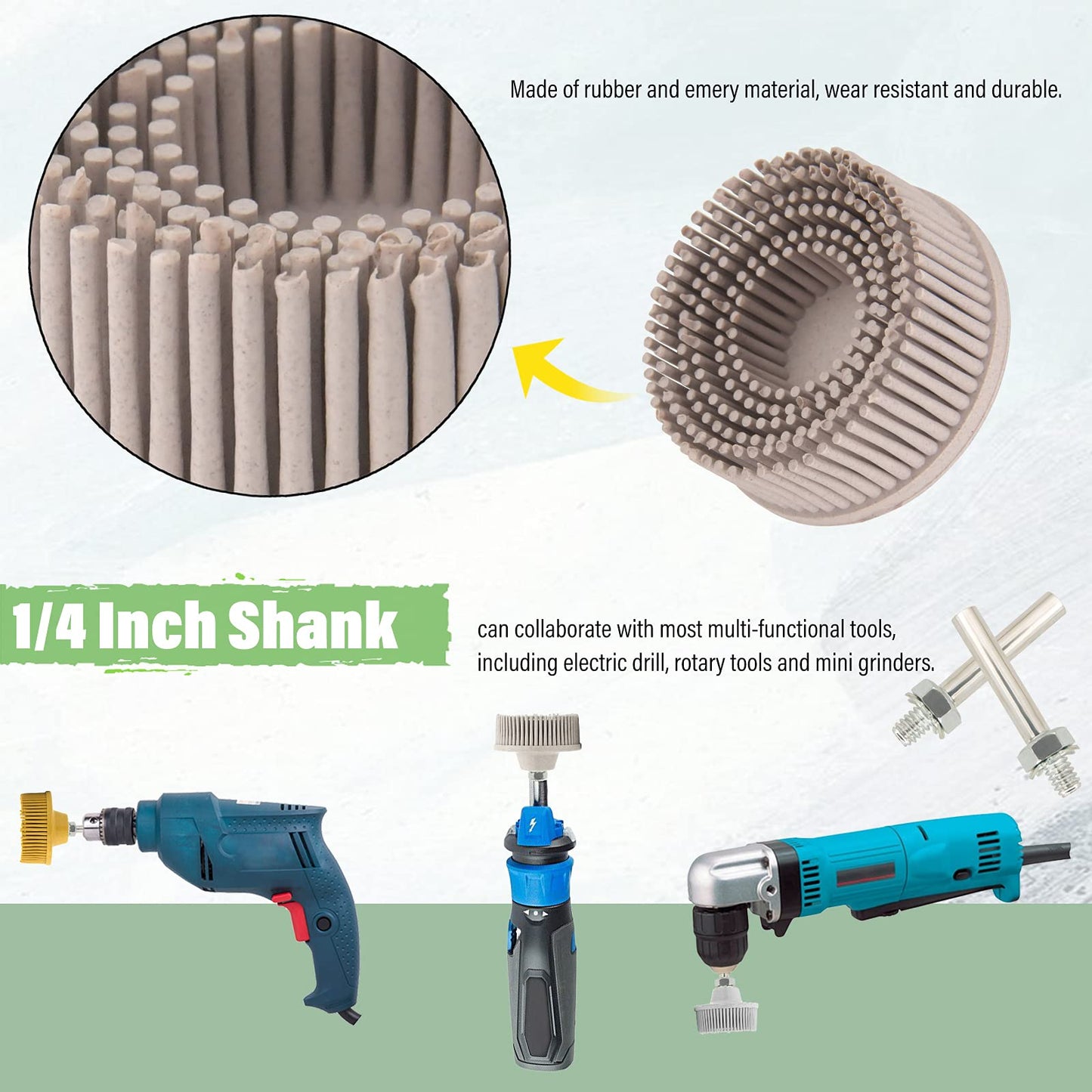 2 Inch Bristle Disc,6 Pieces Bristle Disc Grade - 120# 80# 50# Grit Abrasive Coating Removal Disc for Metal with 1/4 Inch Shank Attachment