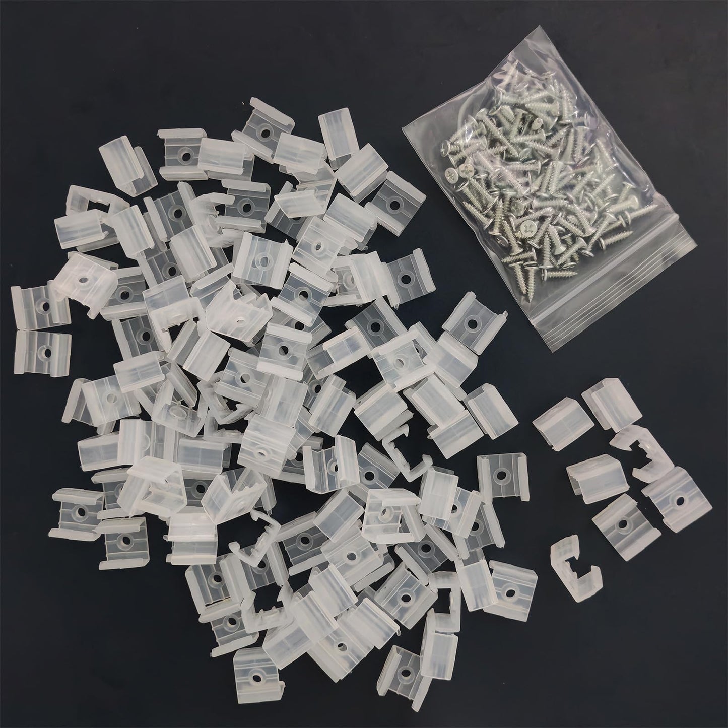 GYGhaoho 120 Pcs LED Light String Fixing Clips, Neon Mounting Clips with Screws Suitable for 12mm-14mm (0.47 inch-0.55 inch) Wide Strip Light