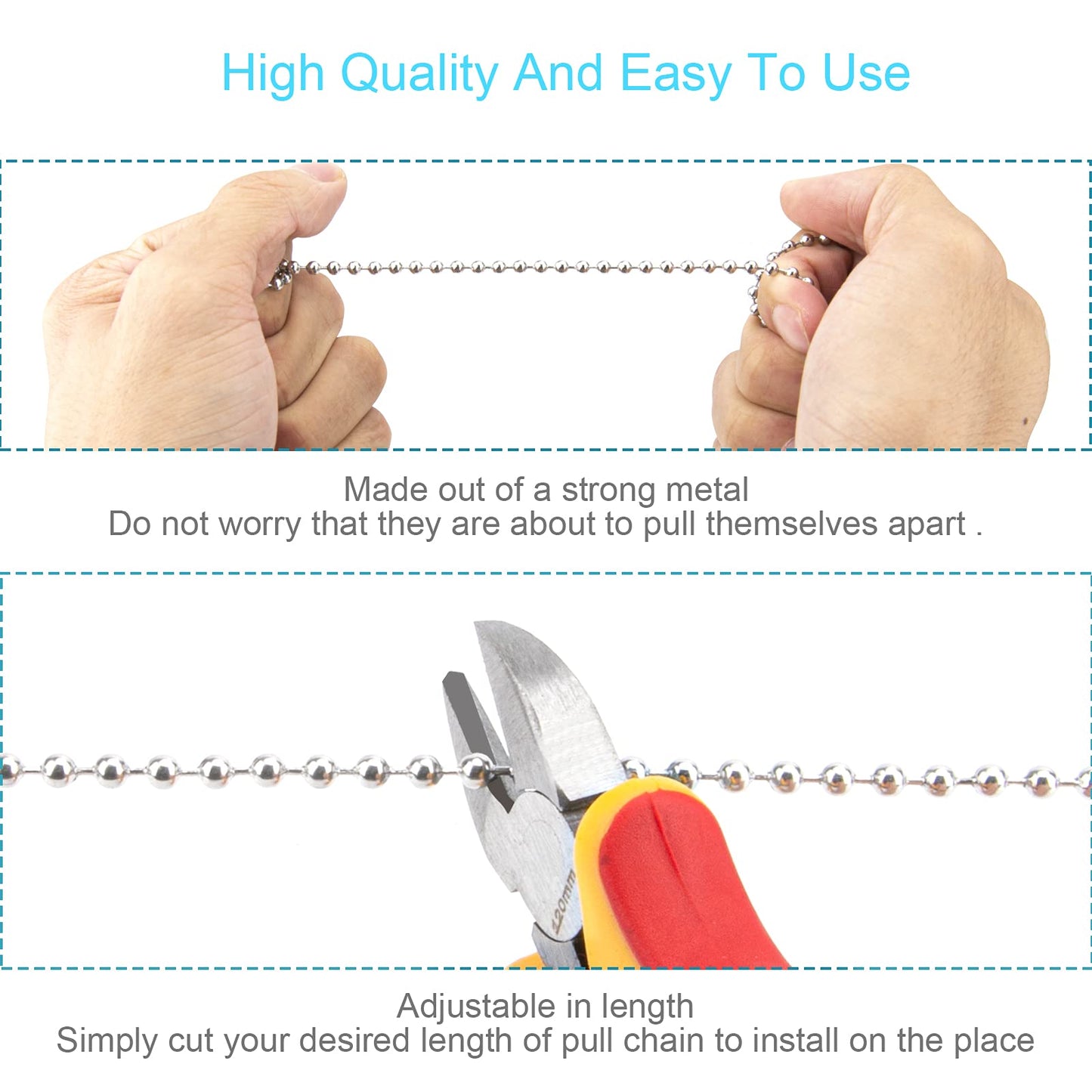 LINGTONG 2PCS Ceiling Fan Pull Chains, Premium Fan Pull Chain with 20-inches Extension Chains