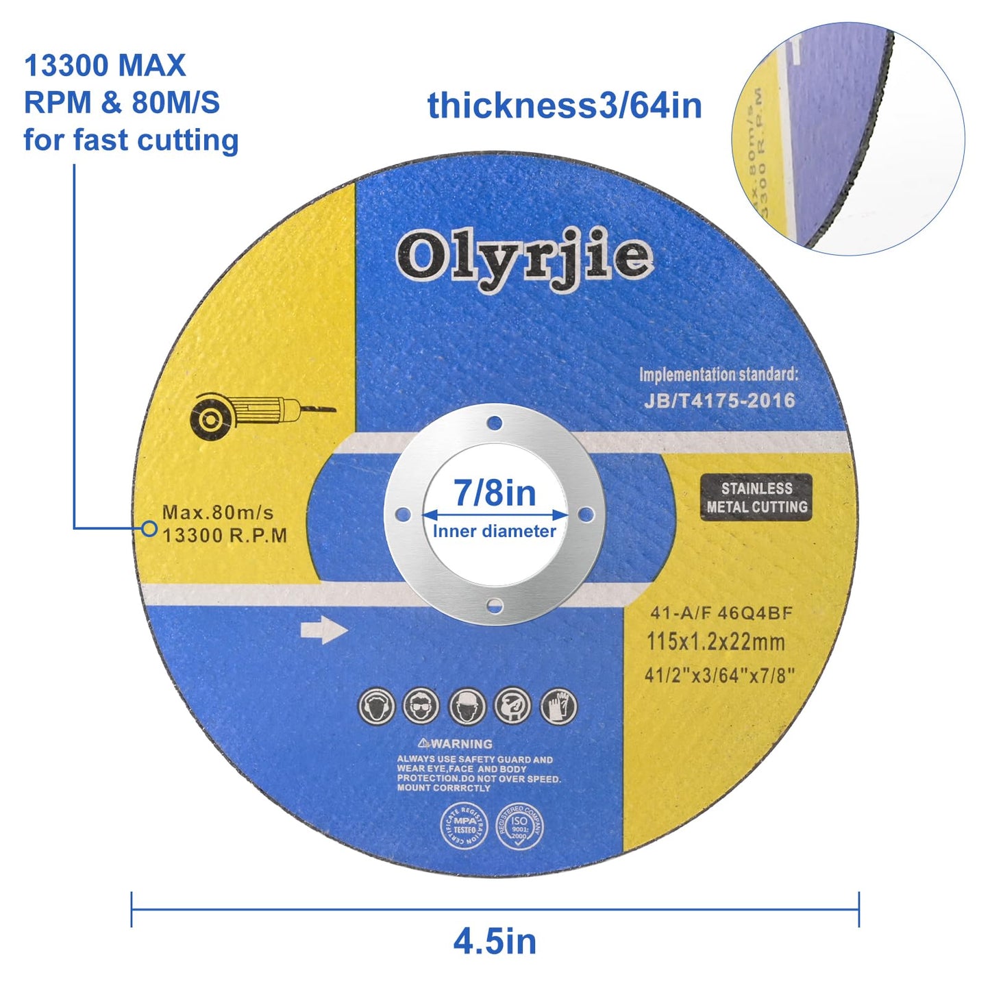 10 Pack 4 1/2 in Cut Off Wheel Cutting Wheels for Angle Grinders, Ultra Thin Grinding Wheels, Metal Cutting Discs