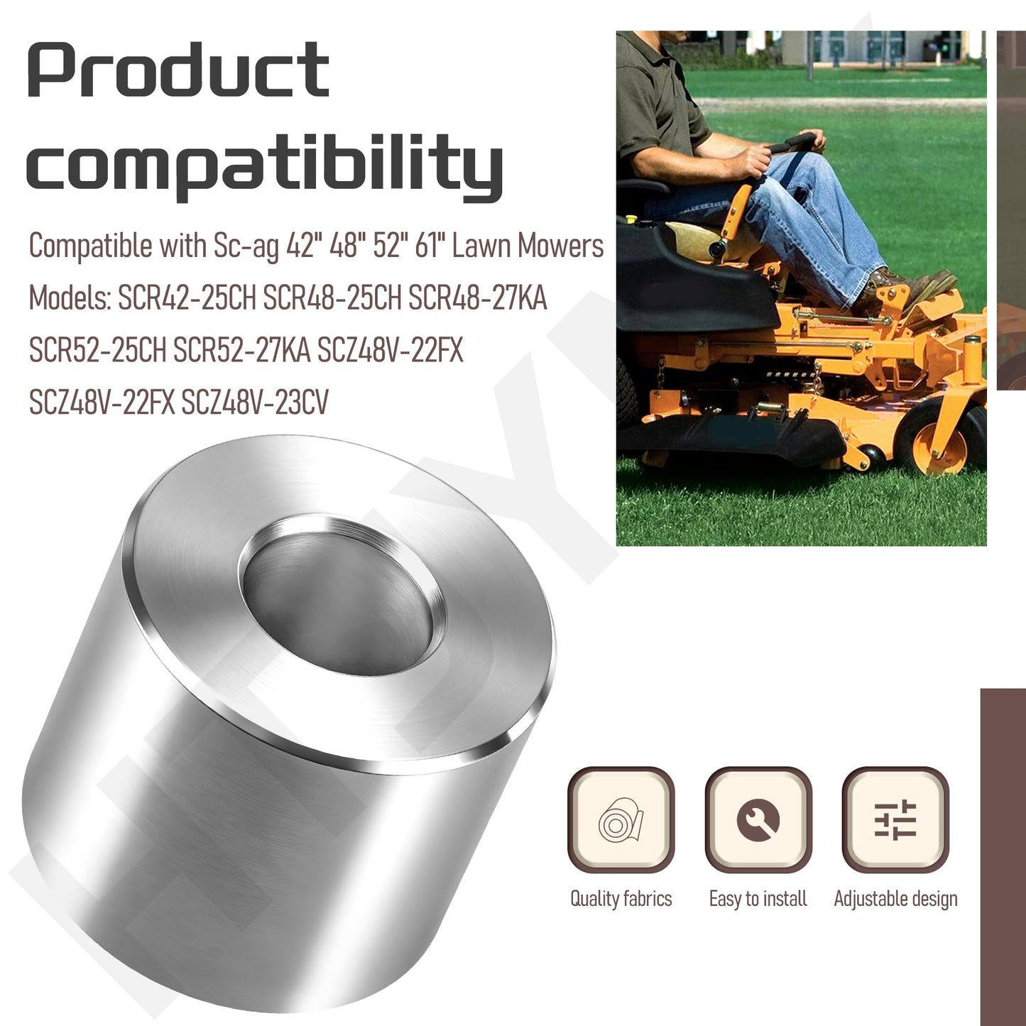 HTJYMY 3-Pack 43590 Bottom Spindle Spacer for 42"-61" SC-AG Lawn Mowers, Fits SCR42-25CH, SCR48-25CH, SCR52-25CH, Replaces 1003-21