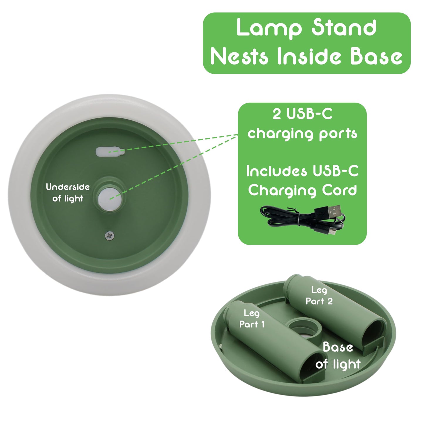 VerLuce 2-in-1 Solar LED Table Lamp & Lantern, Rechargeable, Stepless Dimming, 330lm, 2700K, IP44 Weatherproof, Green