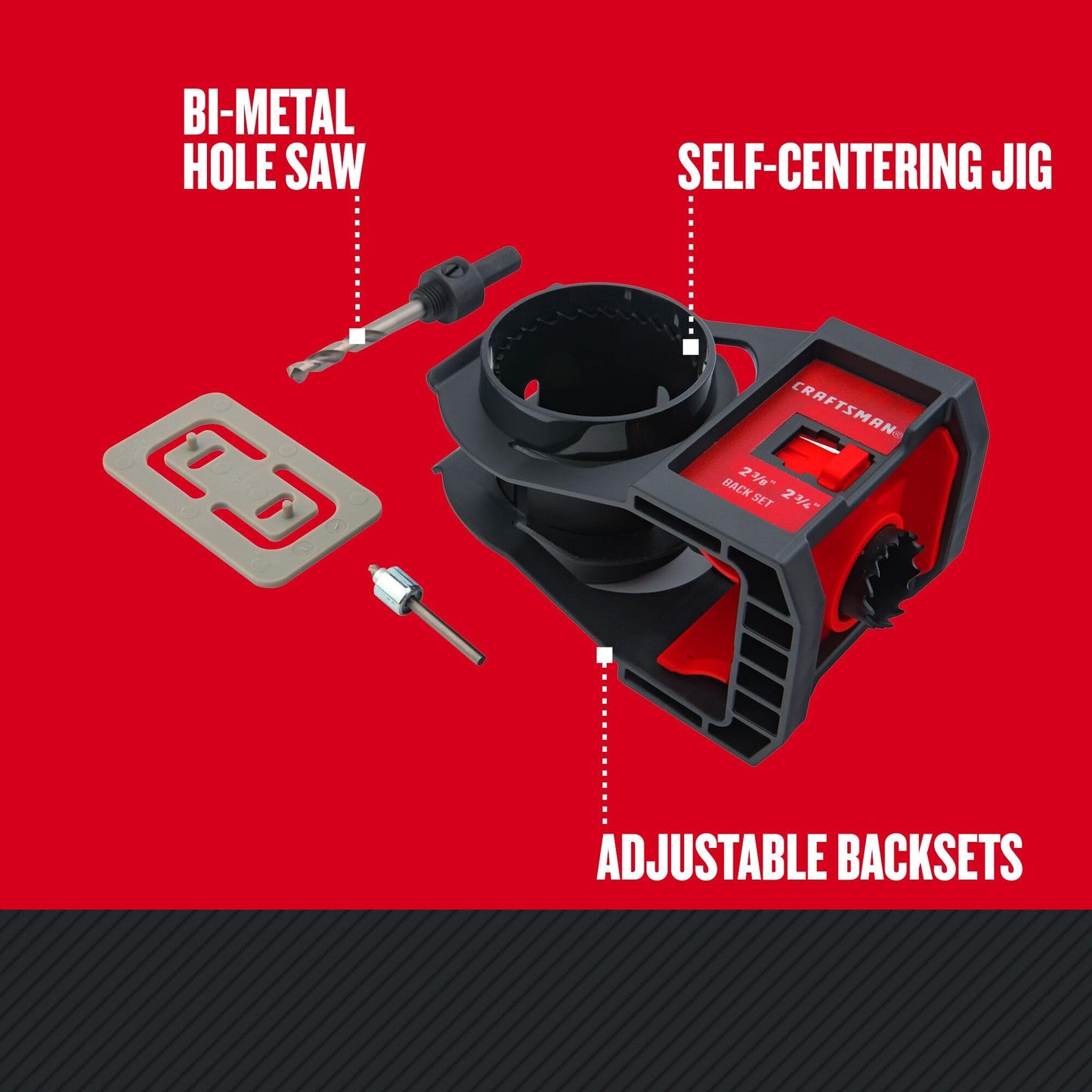 CRAFTSMAN Hole Saw Kit, Bi-Metal Door Lock Installation Kit for Wood and Metal Doors (CMAH1MDL)