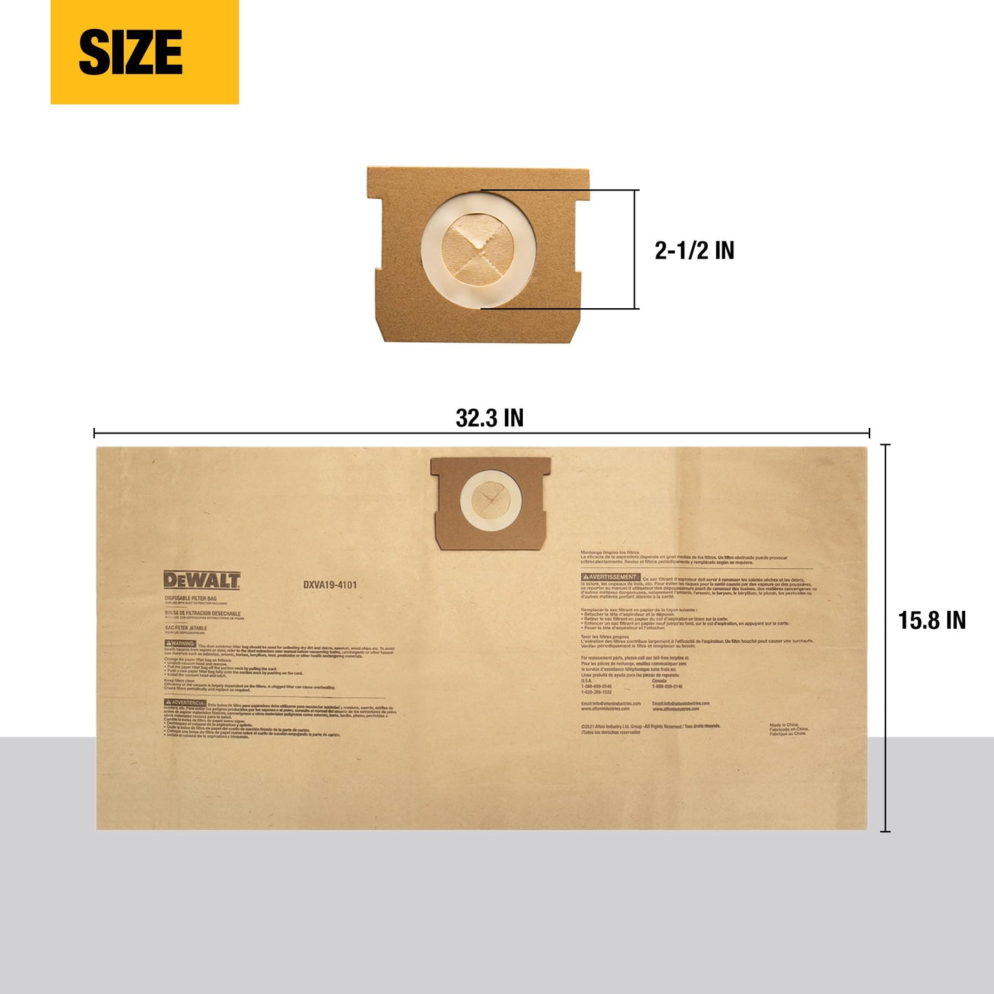 3-Pack DEWALT DXVA19-4101 Dust Bags for 6-10 Gallon Wet/Dry Vacuums, Compatible with DXV06P DXV09P DXV10P Series