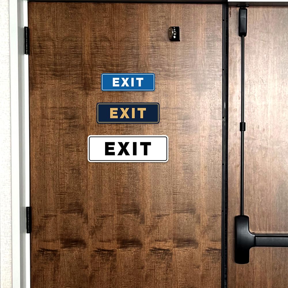 All Quality Standard Exit Wall or Door Sign | Durable Plastic and Easy Installation | Double-Sided Foam Adhesive Tape - Black - Small (1 Pack)